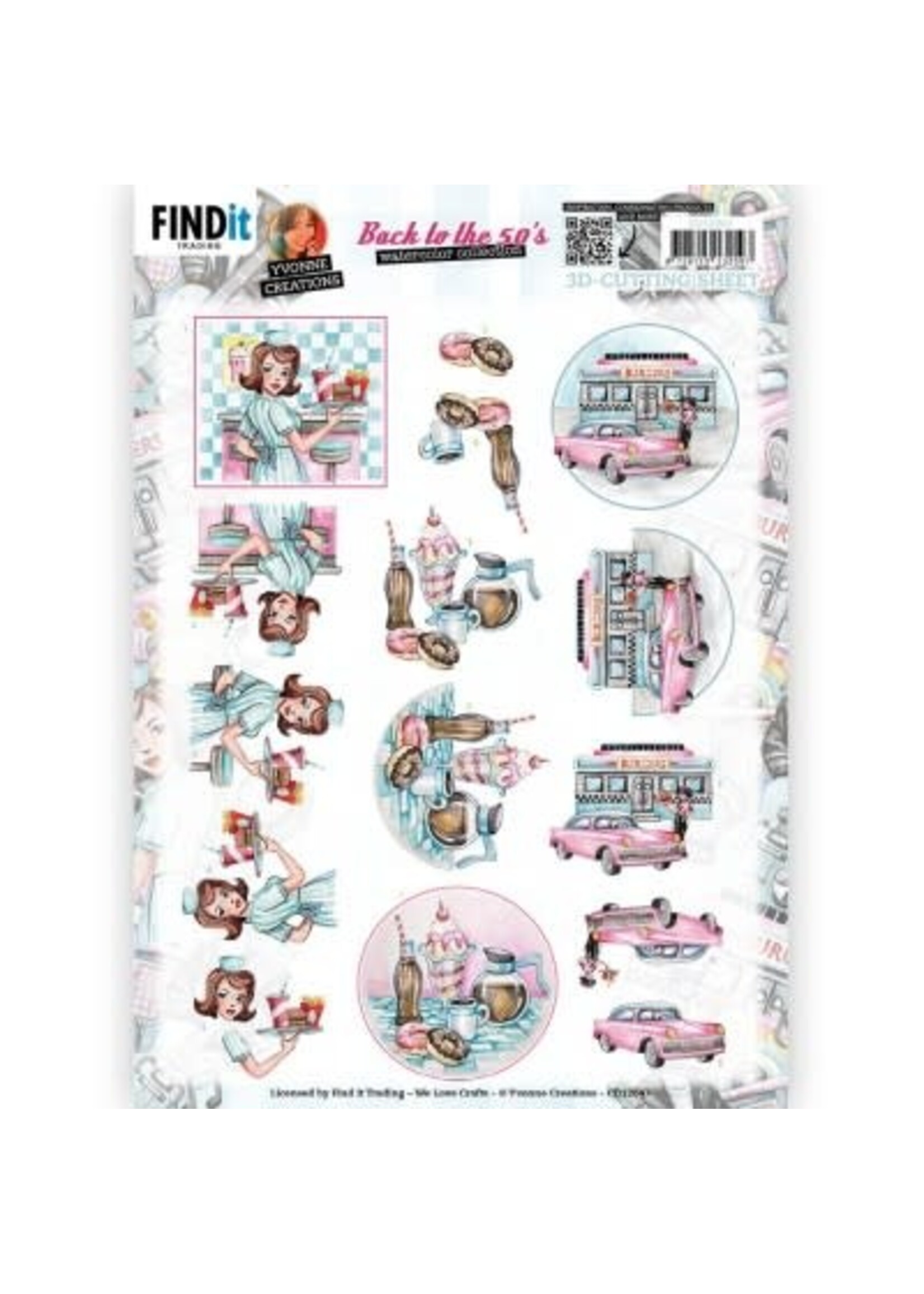 yvonne creations 3D Cutting Sheet - Yvonne Creations - Back To The Fifties - Burgers