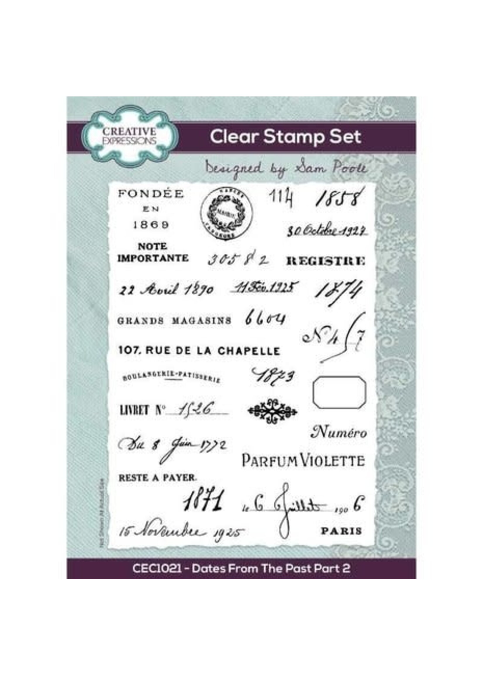 creative expressions Sam Poole Clear Stamp A5 Dates From The Past Part 2 (CEC1021)