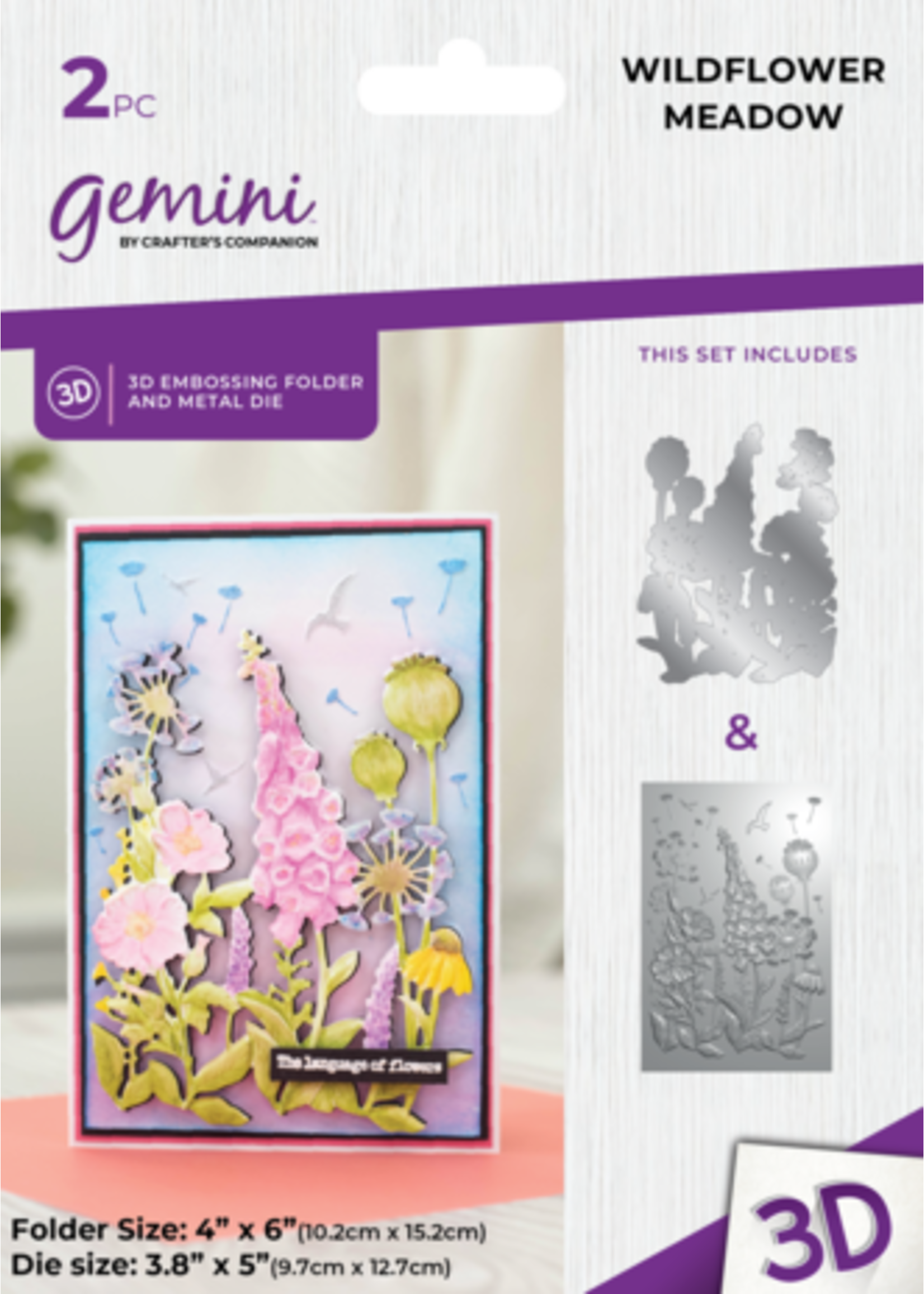 Gemini Wildflower Meadow 4x6 Inch 3D Embossing Folder & Metal Die (GEM-3DEF4-MD-WIME)