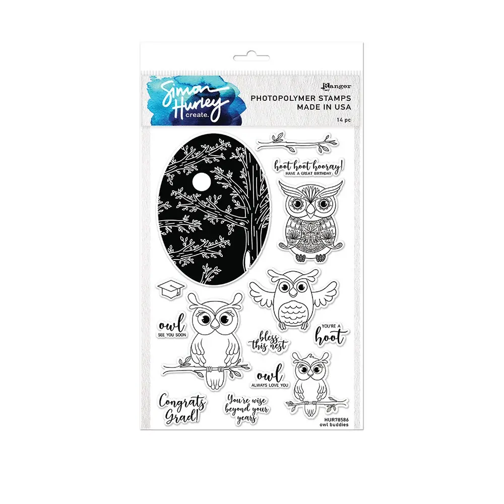 Ranger Simon Hurley create. Photopolymer Stamps 6x9 Inch Owl Buddies ...