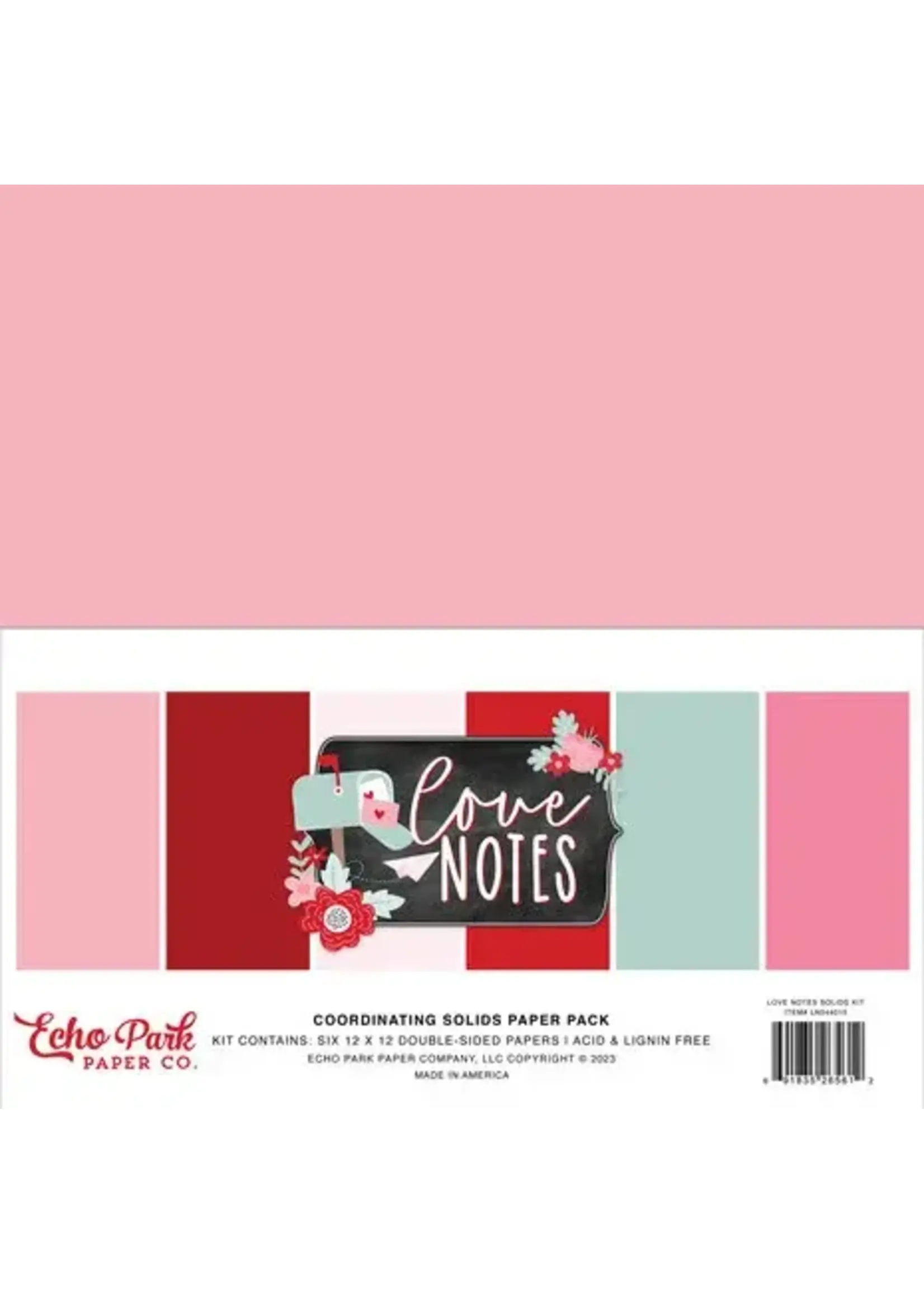 Echo Park Love Notes 12x12 Inch Coordinating Solids Paper Pack (LN344015)