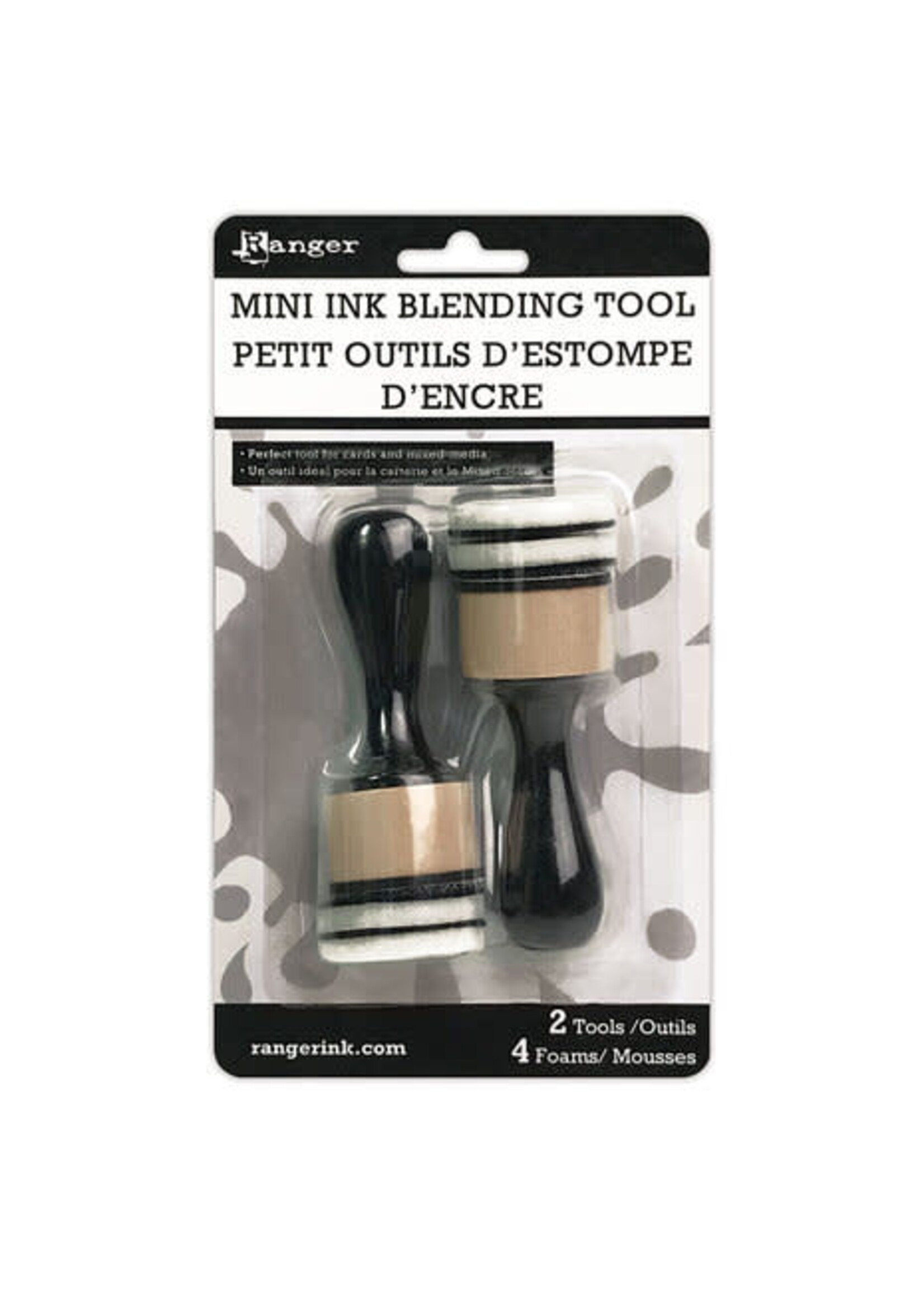 Ranger Ranger Mini Ink Blending Tool Handle w/ Foam 1 Inch Round (2tools/4foams)  (IBT40965)
