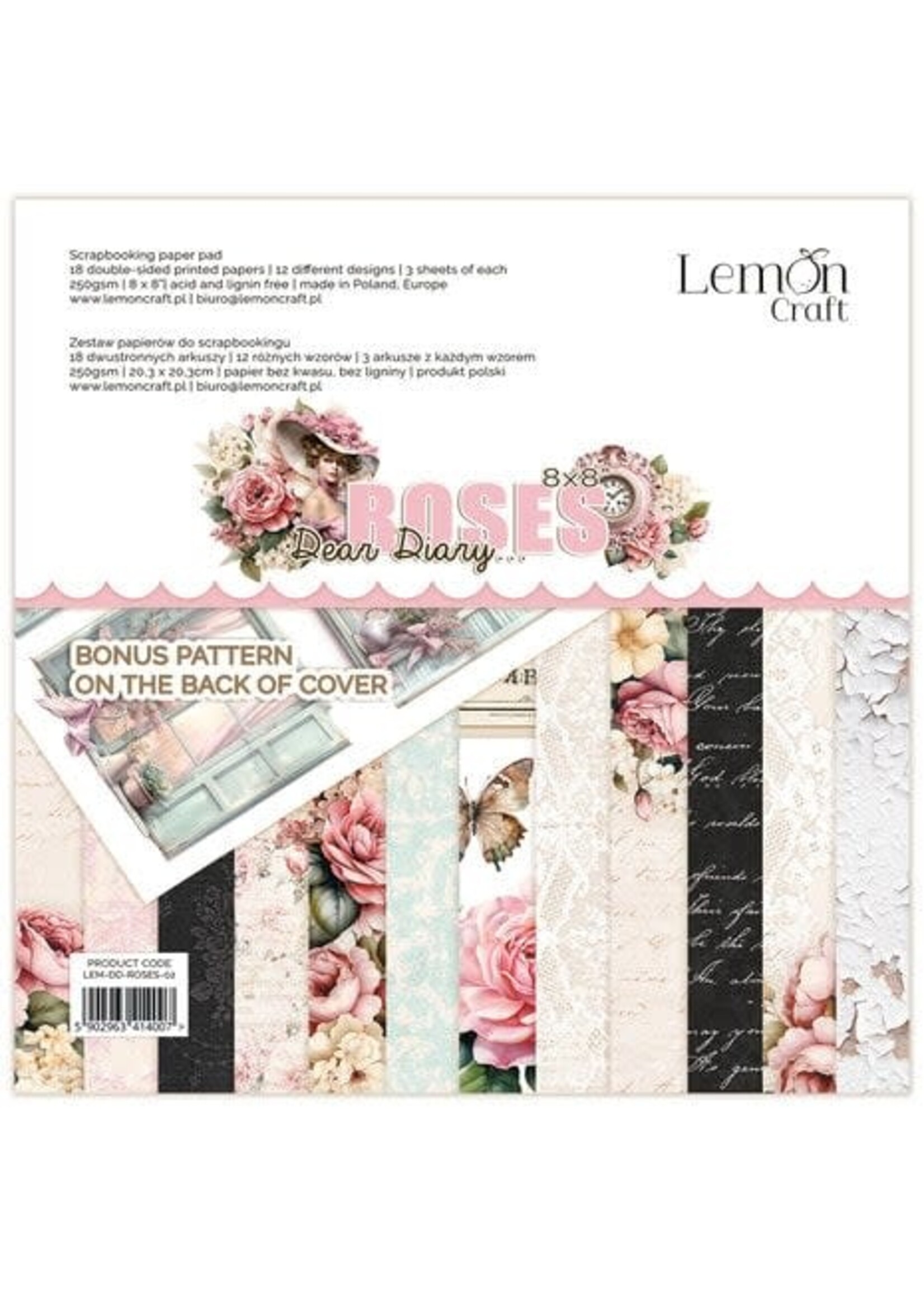 Lemon Craft Dear Diary Roses 8x8 Inch Paper Pad (LEM-DD-ROSES-02)
