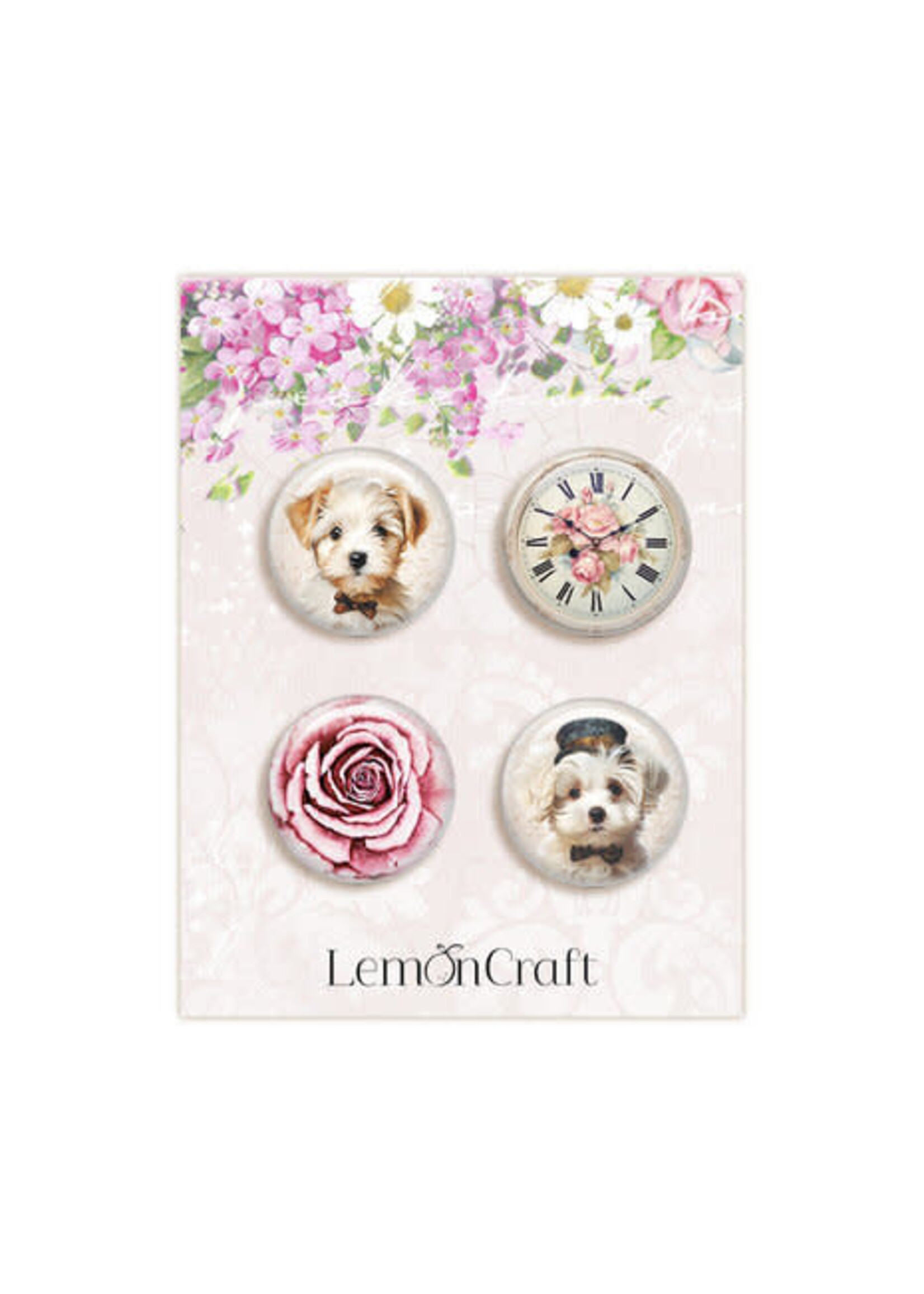 Lemon Craft Dear Diary Roses Buttons/Badge (4pcs) (LEM-DD-ROSES-04)