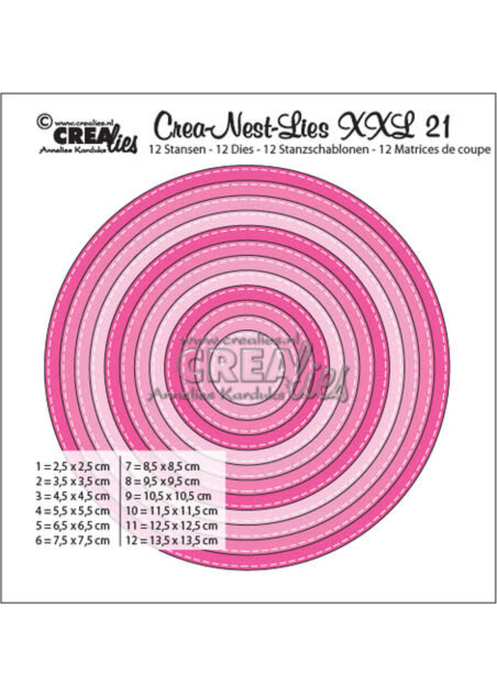 Crealies Crea-Nest-Lies XXL Stansen No. 21 Cirkels Met Stiksteeklijn (CLNestXXL21)