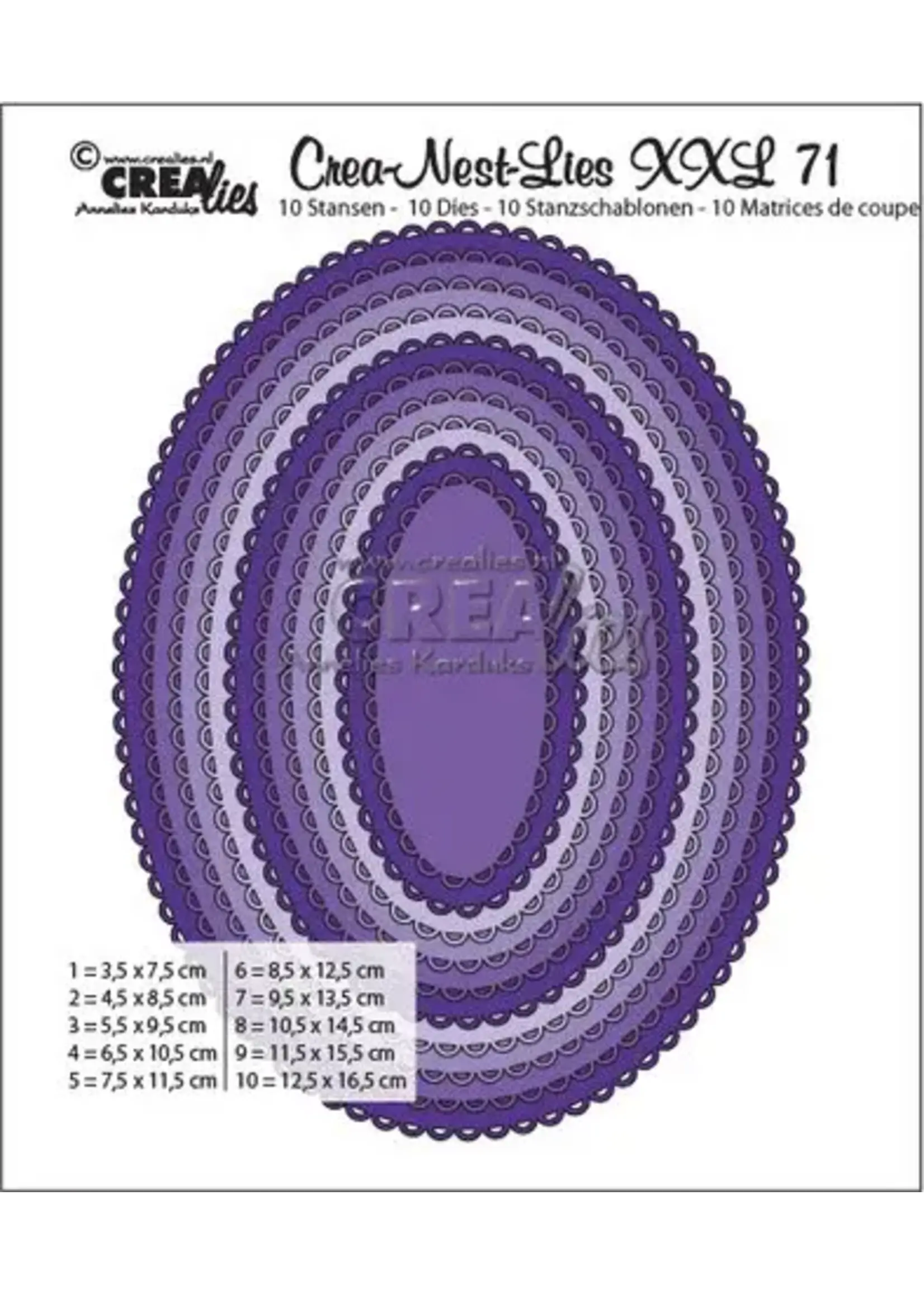 Crealies Crea-Nest-Lies XXL Stansen No. 71 Ovalen Met Open Schulprand (CLNestXXL71)