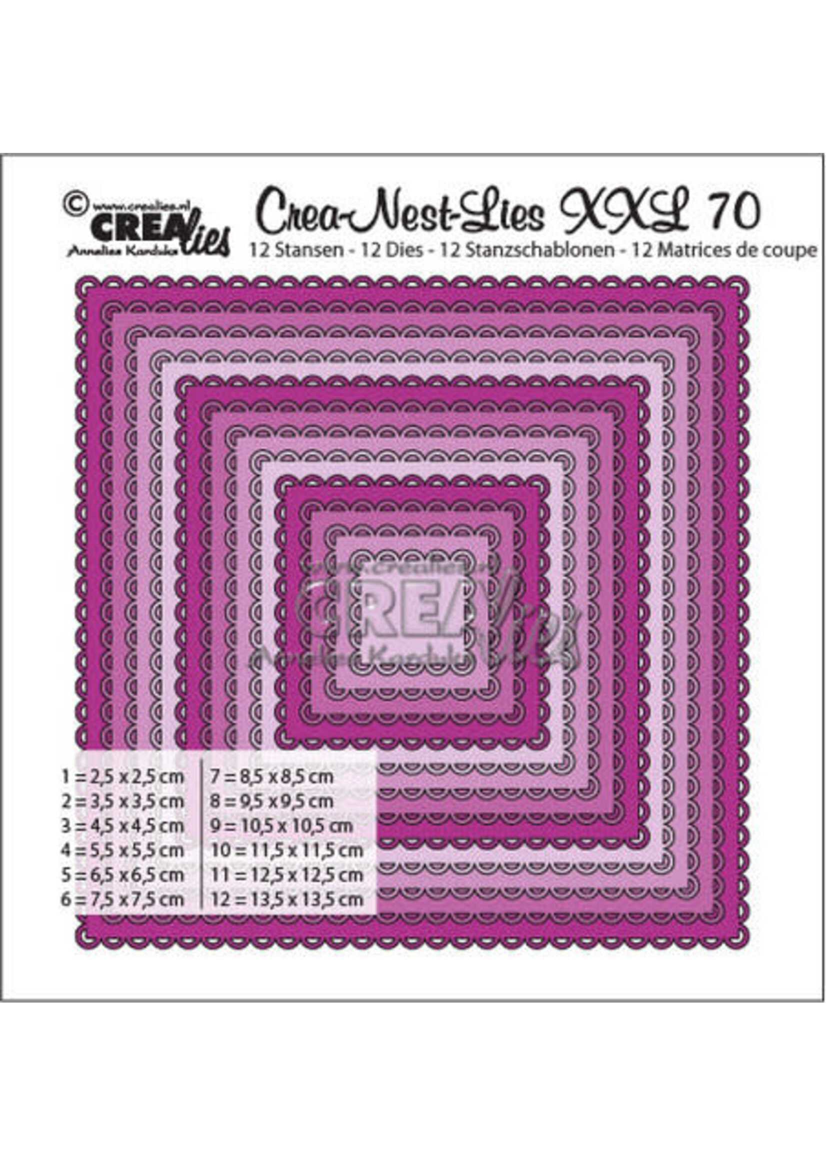 Crealies Crea-Nest-Lies XXL Stansen No. 70 Vierkanten Met Open Schulprand (CLNestXXL70)