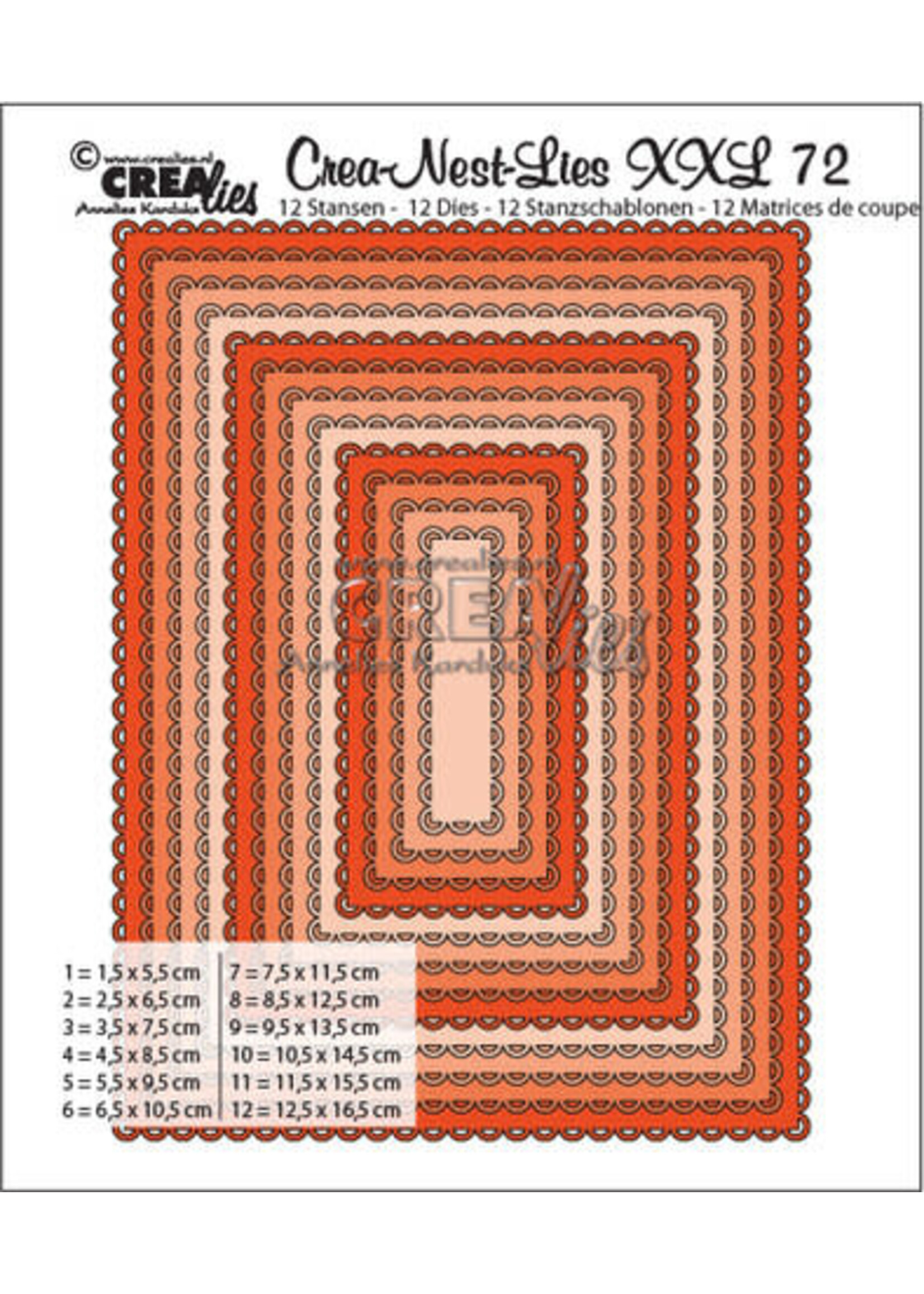 Crealies Crea-Nest-Lies XXL Stansen No. 72 Rechthoeken Met Open Schulprand (CLNestXXL72)