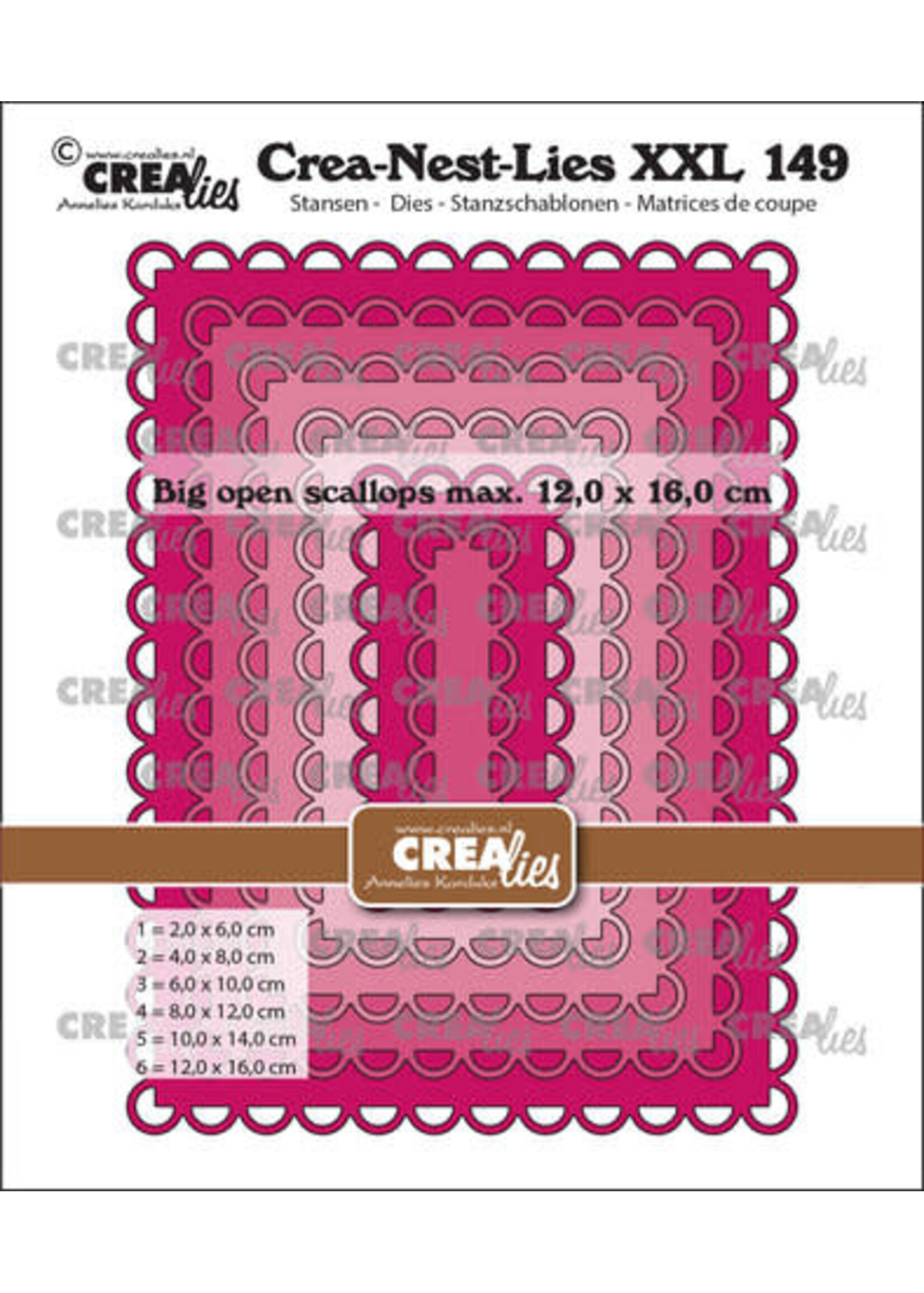 Crealies Crea-Nest-Lies XXL Stansen No. 149 Rechthoeken Met Grote Open Schulprand (CLNestXXL149