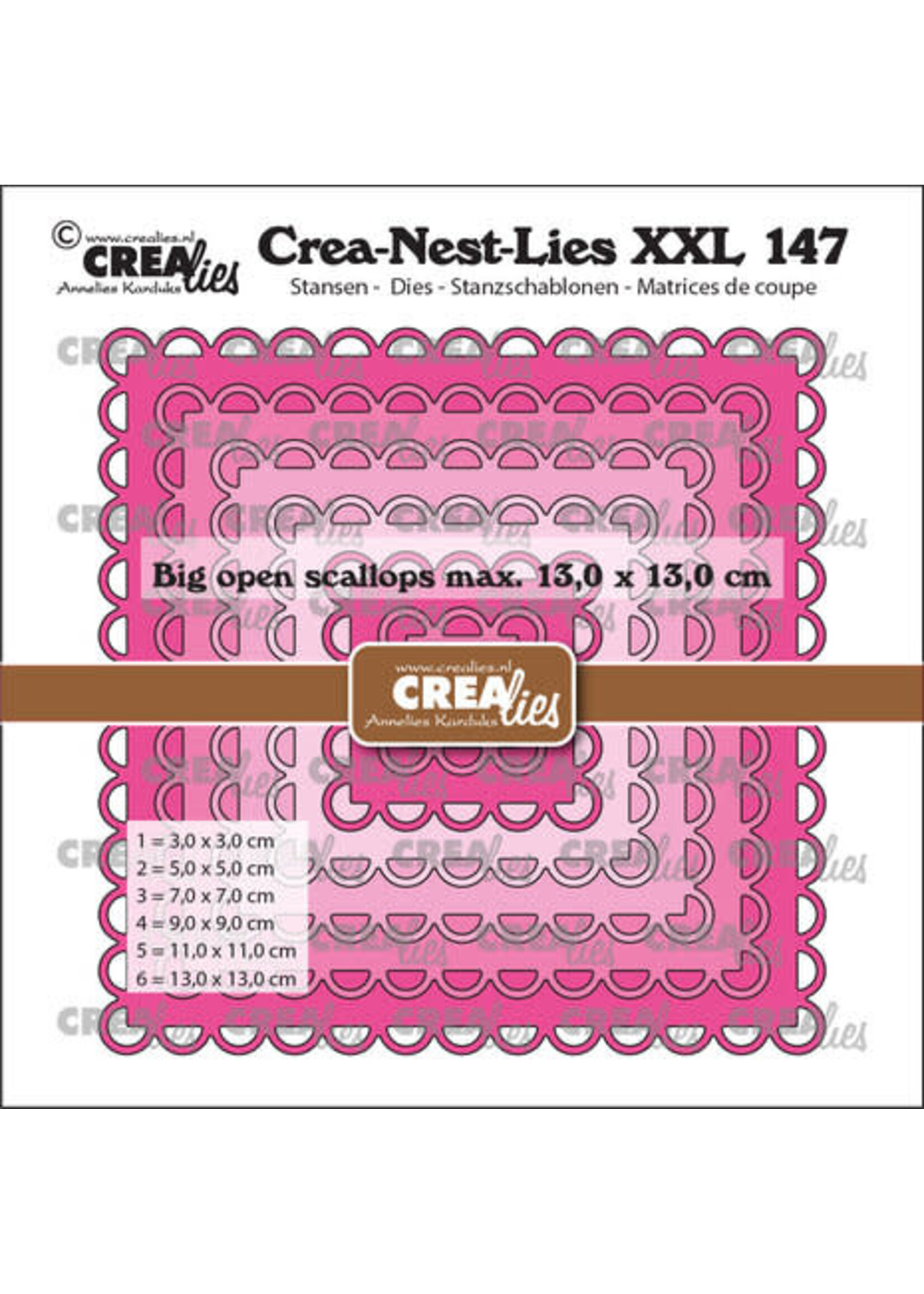 Crealies Crea-Nest-Lies XXL Stansen No. 147 Vierkanten Met Grote Open Schulprand (CLNestXXL147)