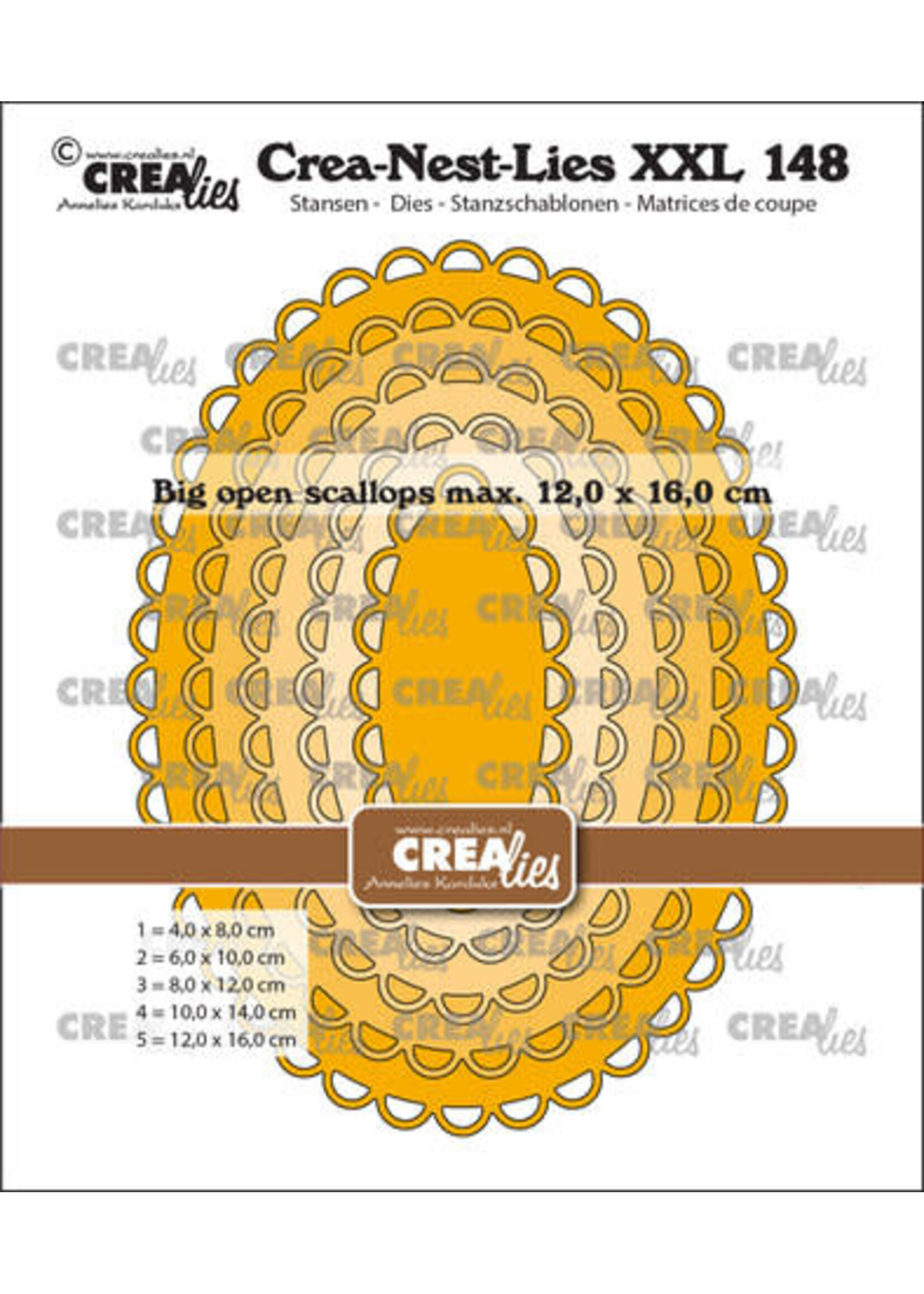 Crealies Crea-Nest-Lies XXL Stansen No. 148 Ovalen Met Grote Open Schulprand (CLNestXXL148)