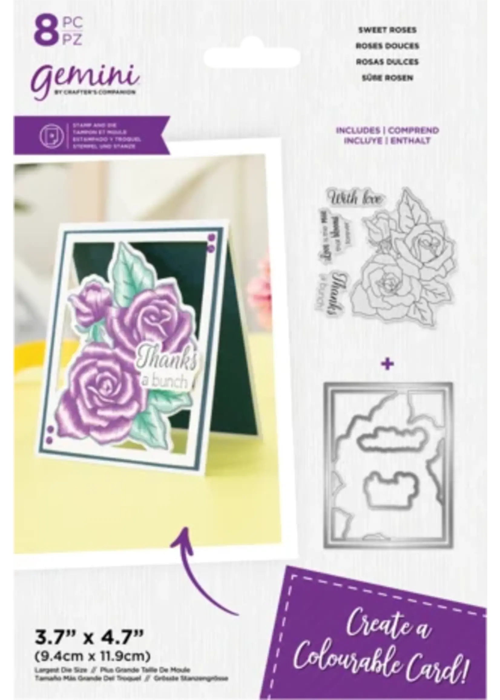 Gemini Colourable Create-a-Card Stamp & Die Sweet Roses (GEM-STD-SWRO)