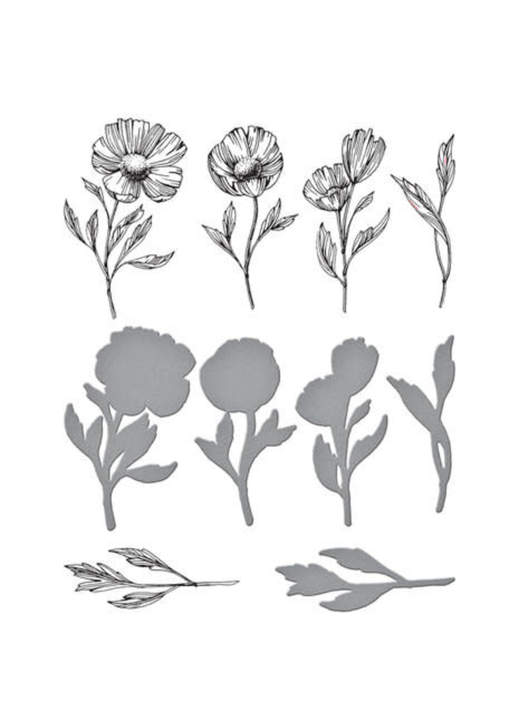 spellbinders Flower Stems Press Plate & Die Set (BP-108)