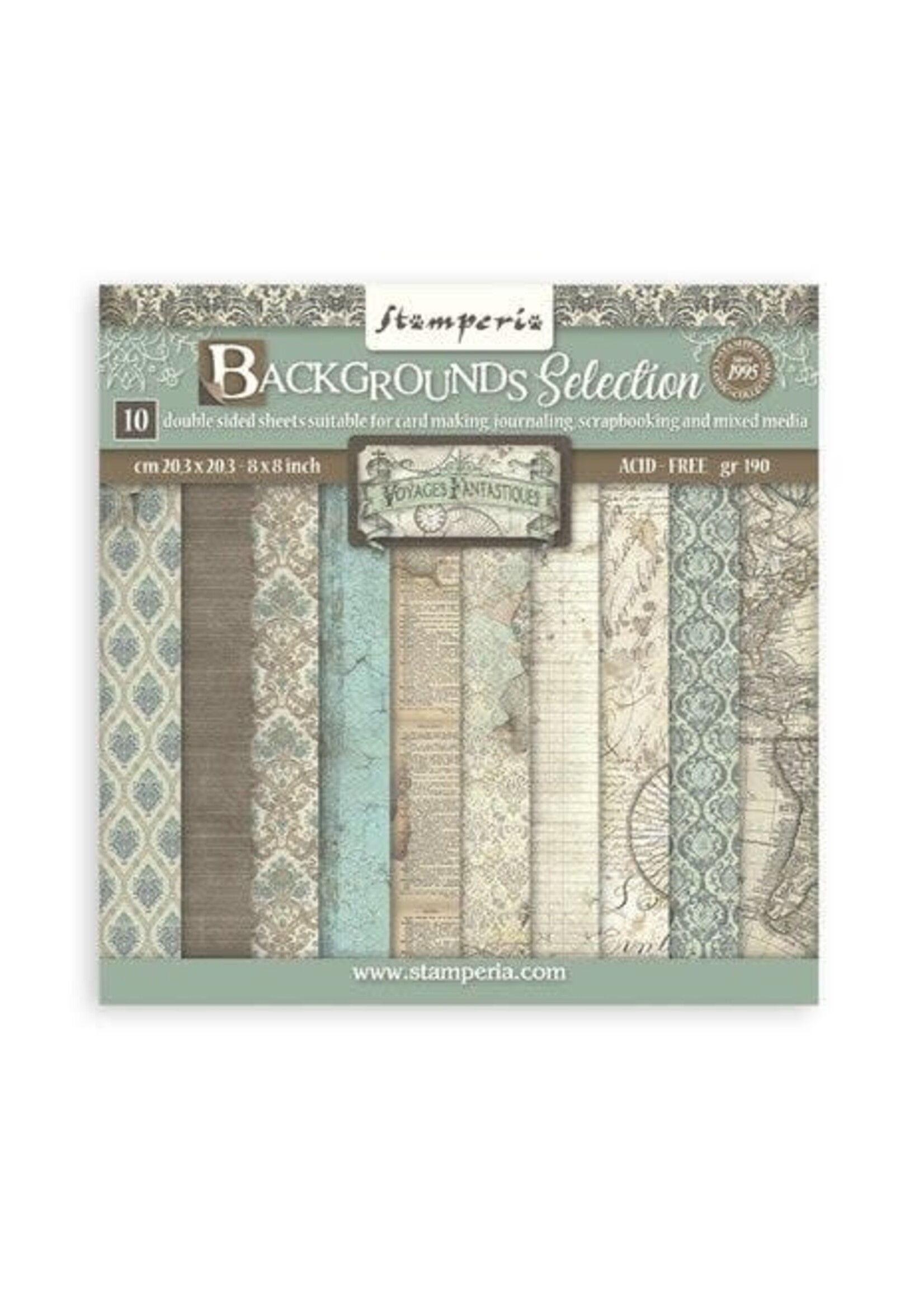 Stamperia Voyages Fantastiques Backgrounds 8x8 Inch Paper Pack (SBBS97)