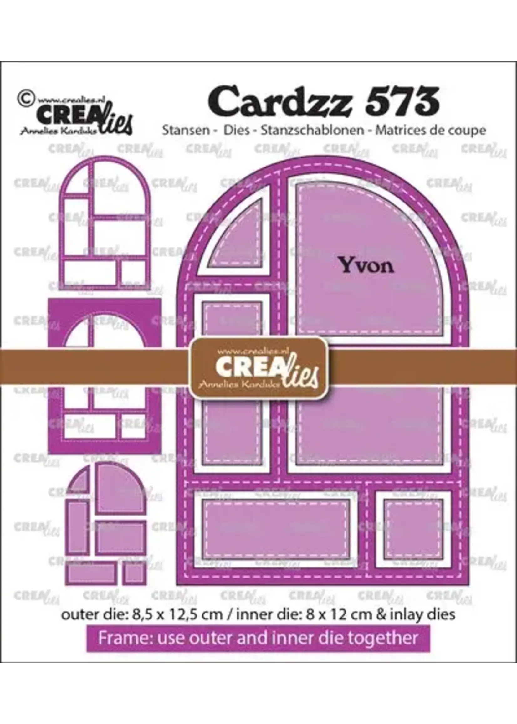 Crealies Cardzz Stansen No. 573 Frame & Inlays Yvon (6 Vlakken) (CLCZ573)