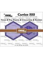 Crealies Cardzz Stansen No. 322 Twist & Pop Panelen & Leporello & Miniboekje Zeshoek (CLCZ322)