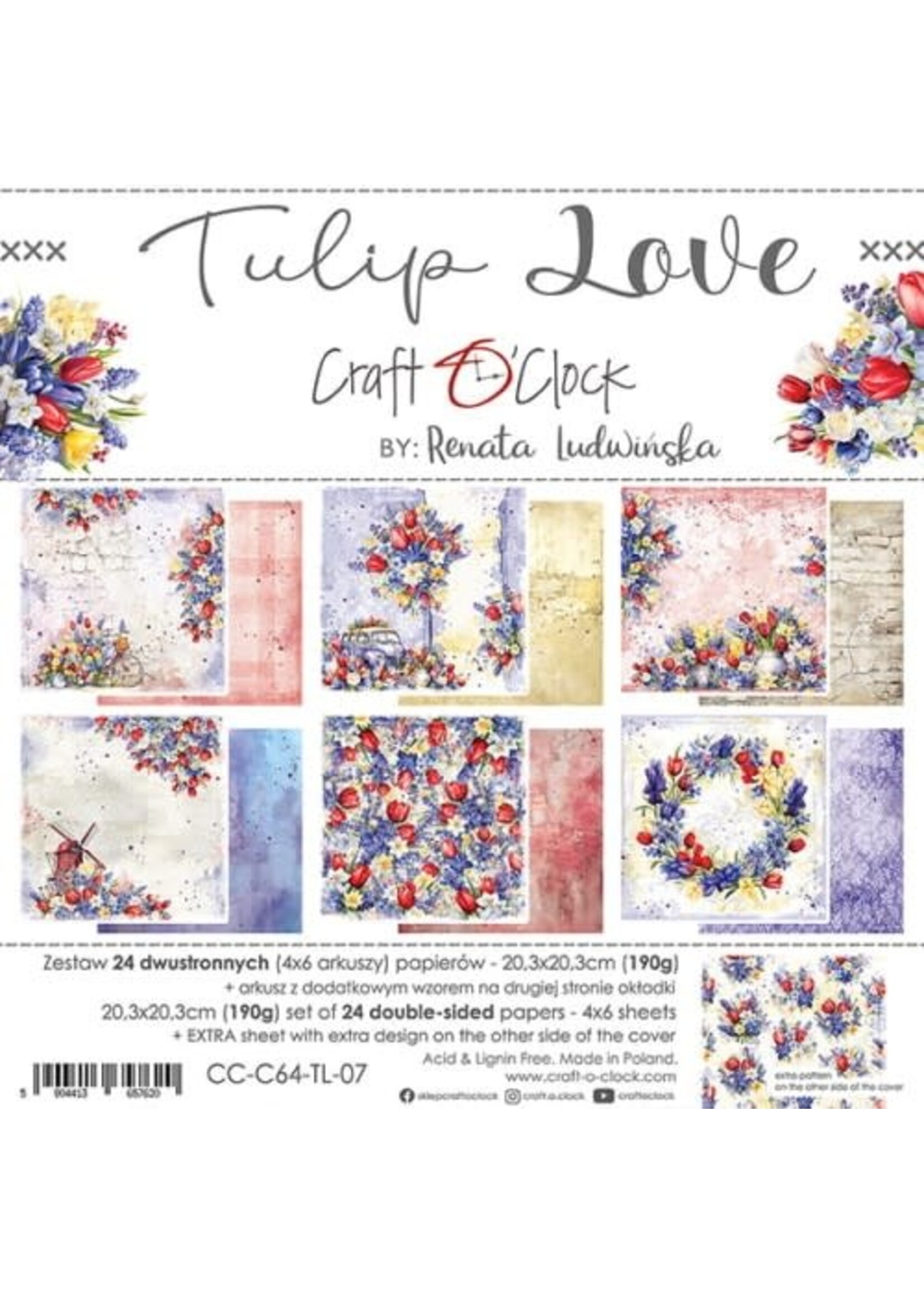 Craft O Clock TULIP LOVE - SET PAPIER 20,3X20,3CM