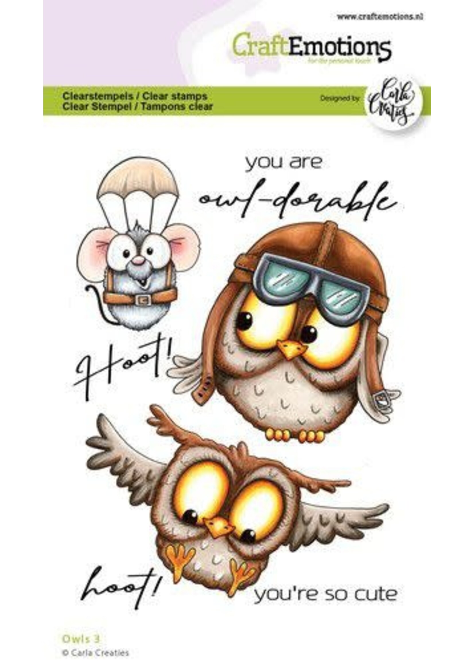 CraftEmotions clearstamps A6 - Owls 3 Carla Creaties (10-23) Artikelnummer 130501/1580