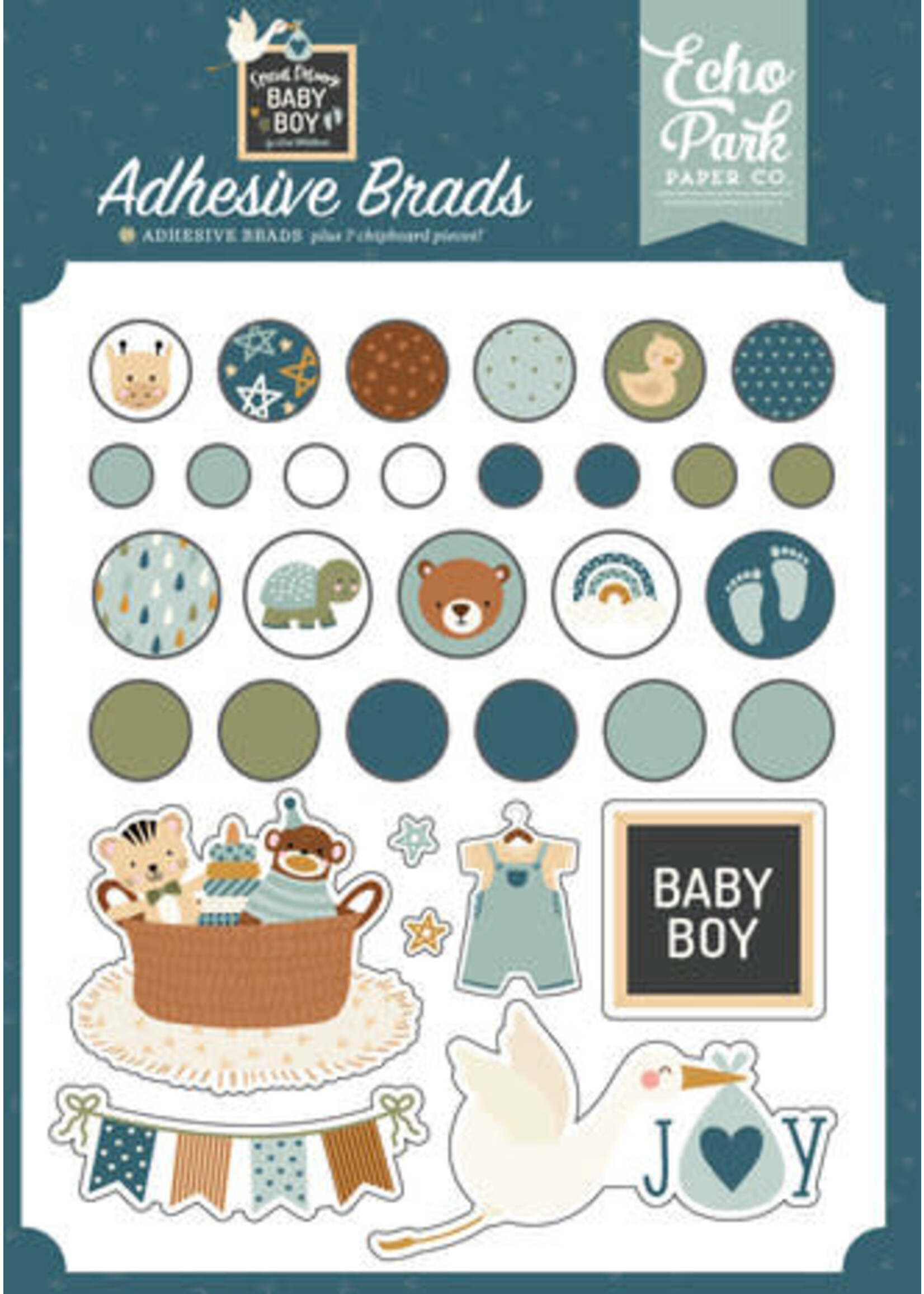 Special Delivery Baby Boy Adhesive Brads (SDB353020)