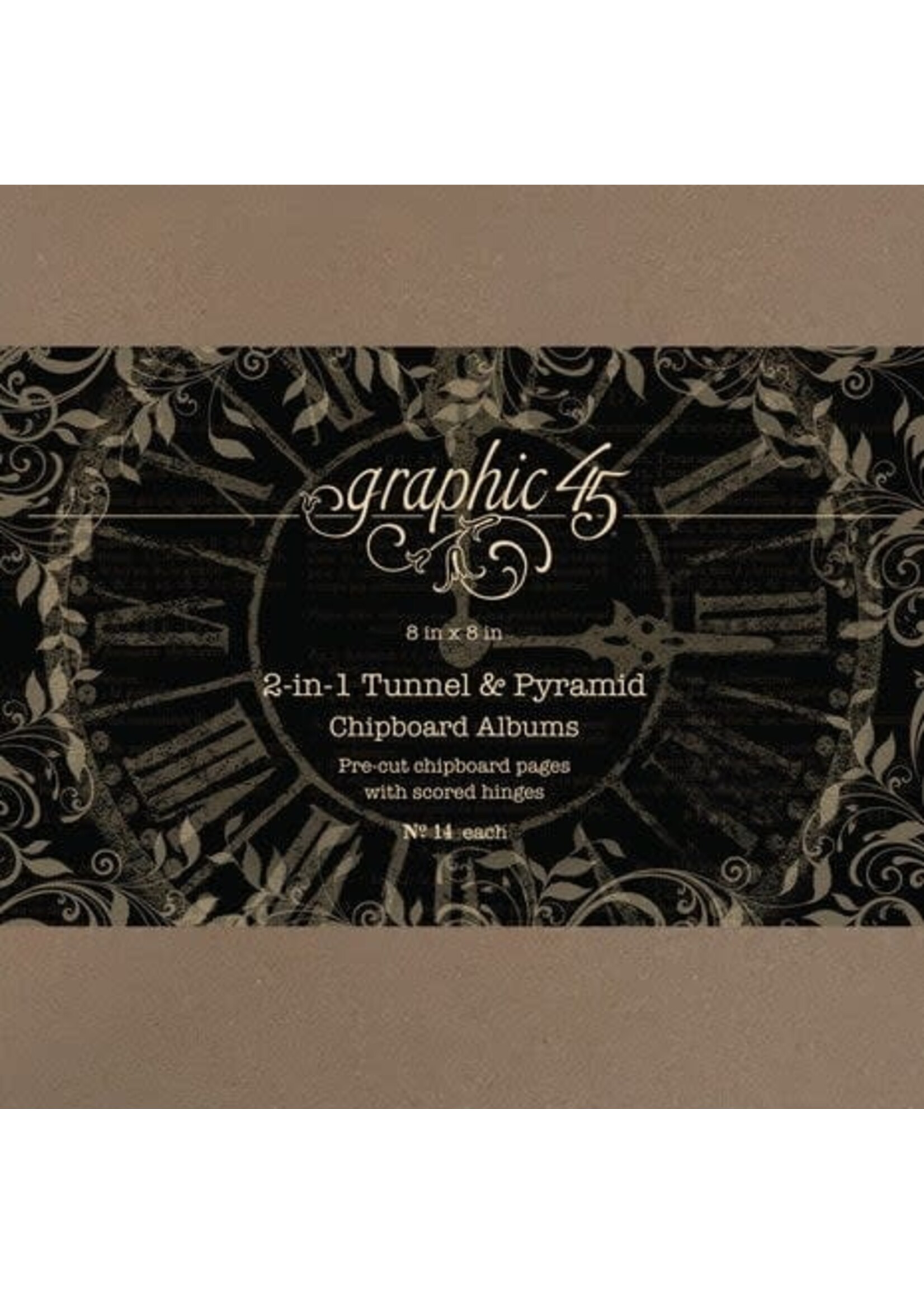 Graphic45 2-in-1 Tunnel & Pyramid 8x8 Inch Chipboard Albums (4502827)