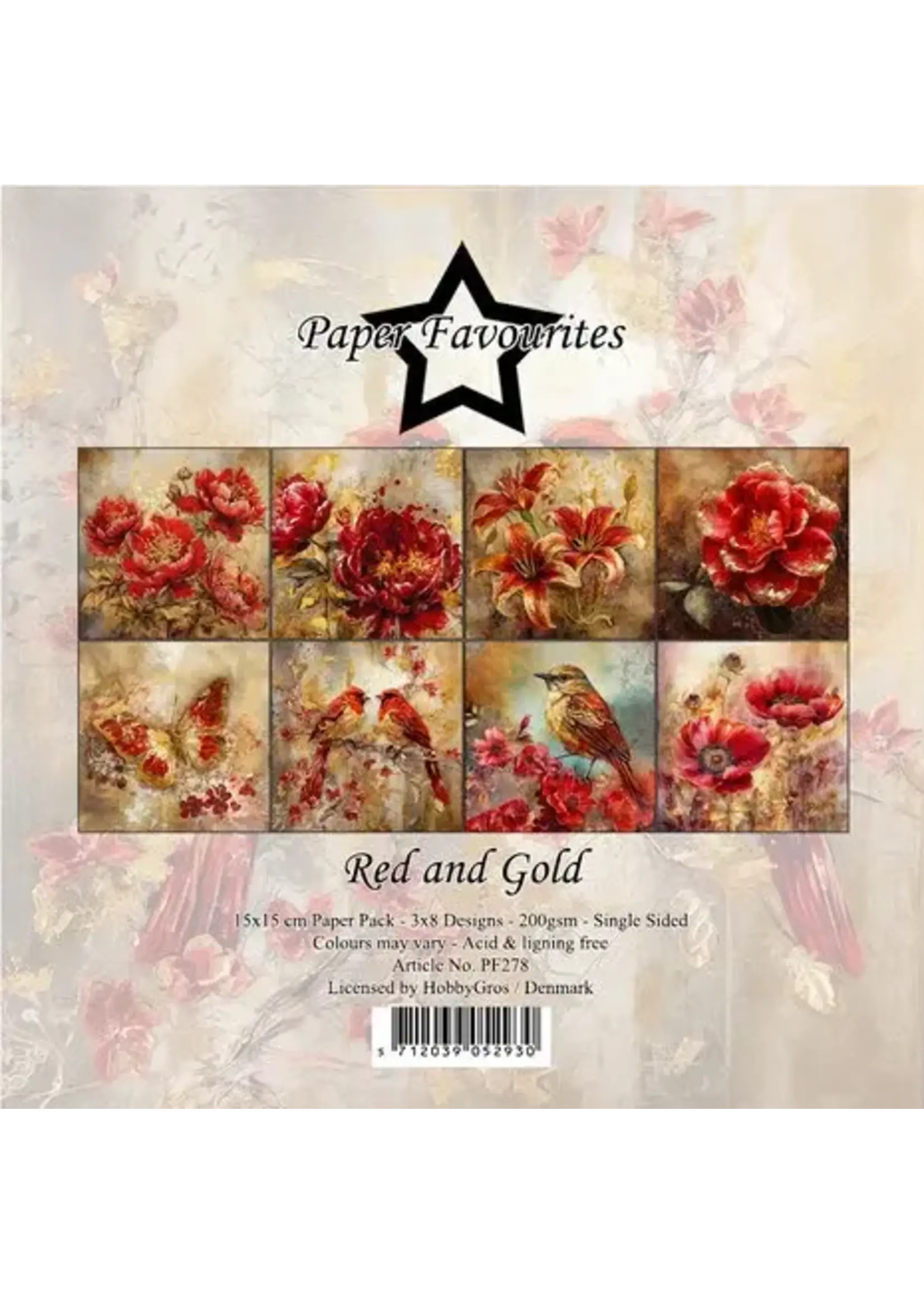Red and Gold 6x6 Inch Paper Pack (PF278)