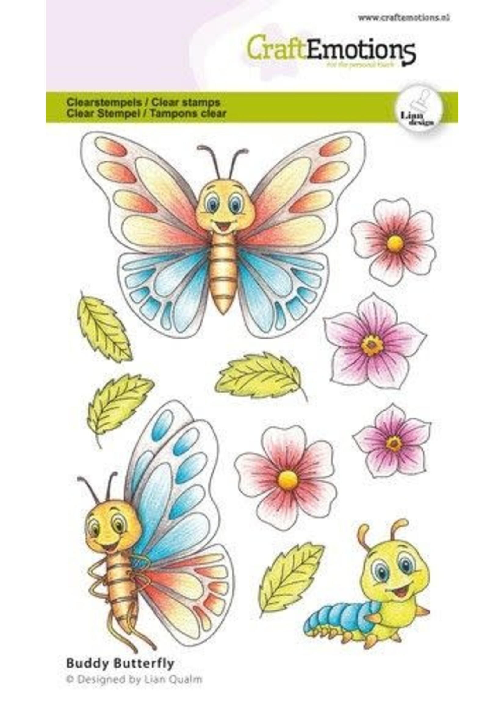 CraftEmotions clearstamps A6 Buddy vlinder Lian Qualm (02-24) Artikelnummer 130501/2721