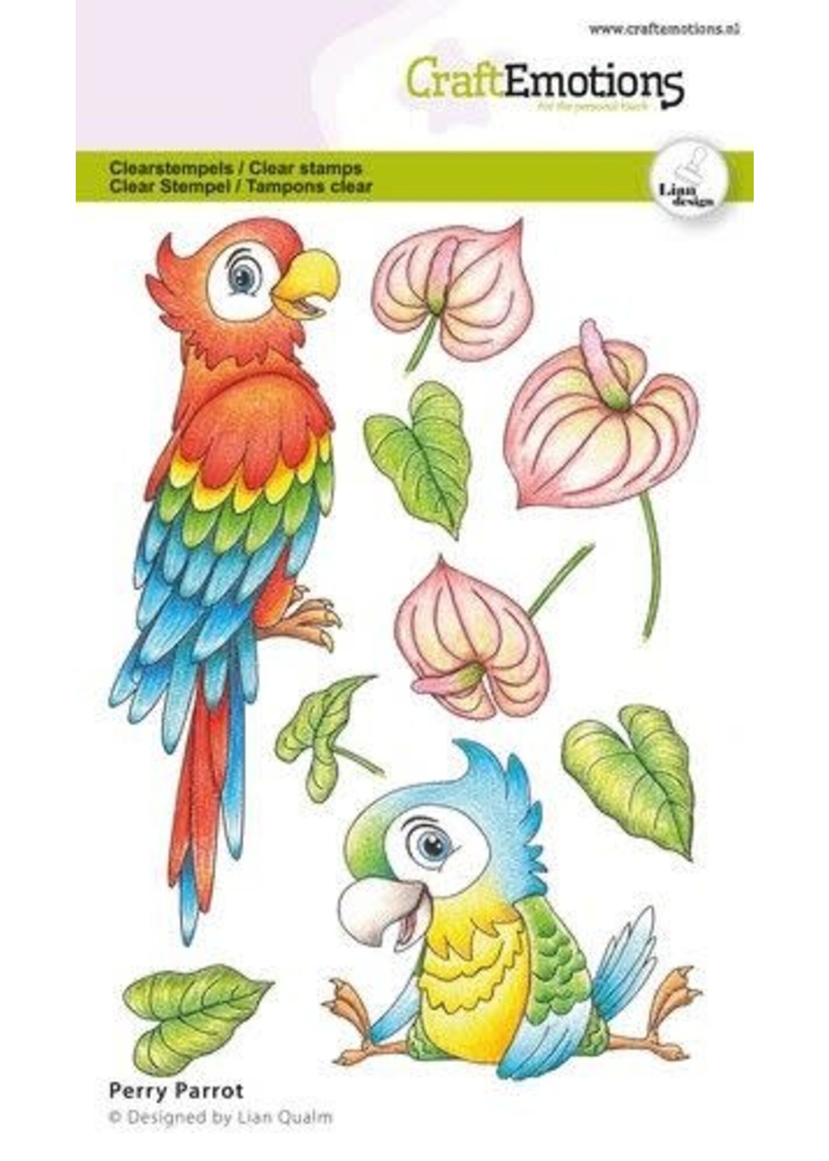 CraftEmotions clearstamps A6 Perry papegaai Lian Qualm (02-24) Artikelnummer 130501/2722