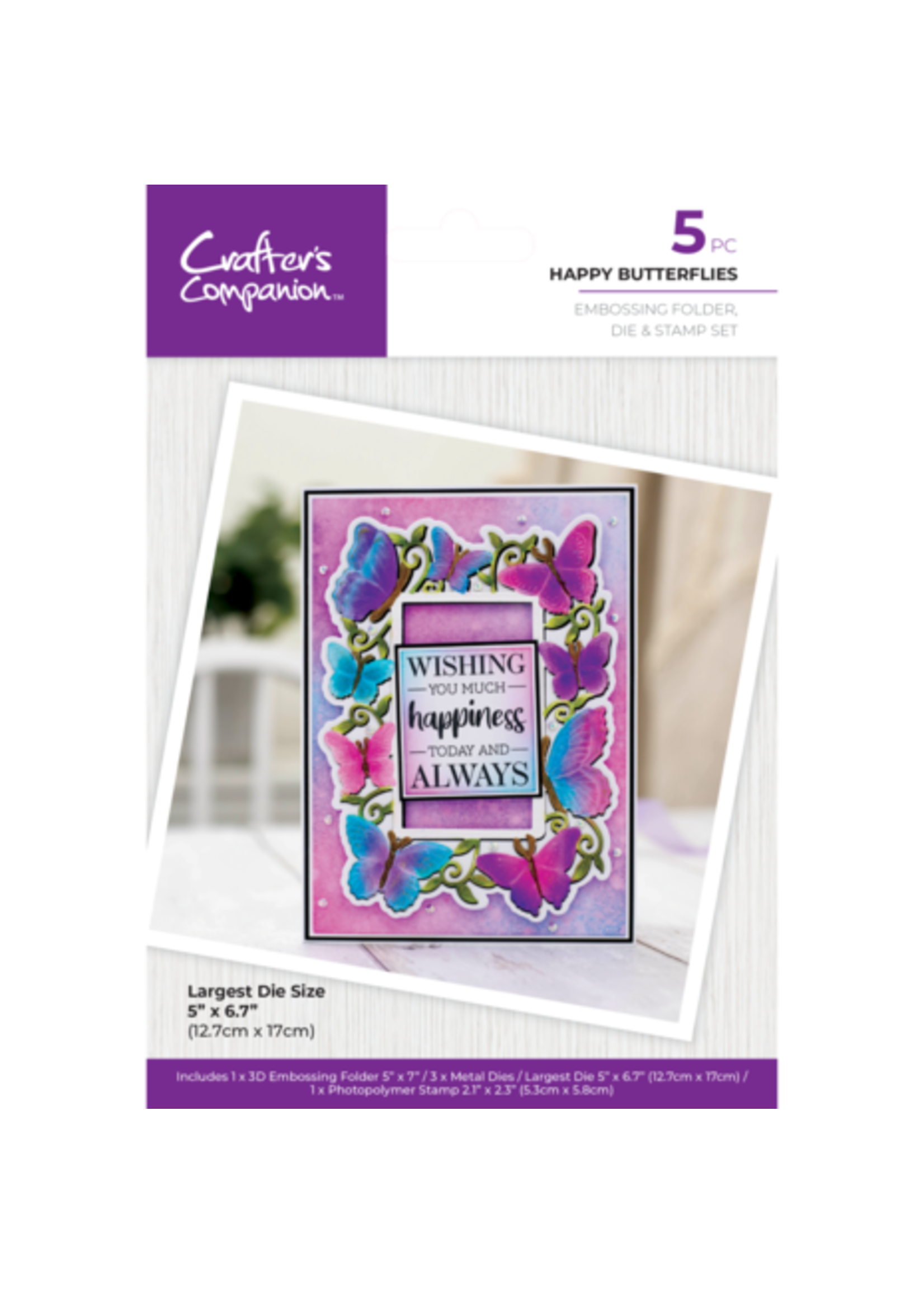 Embossed Frames 3D Embossing Folder, Die & Stamp Happy Butterflies (GEM-3DEF5-MD-STP-HB)