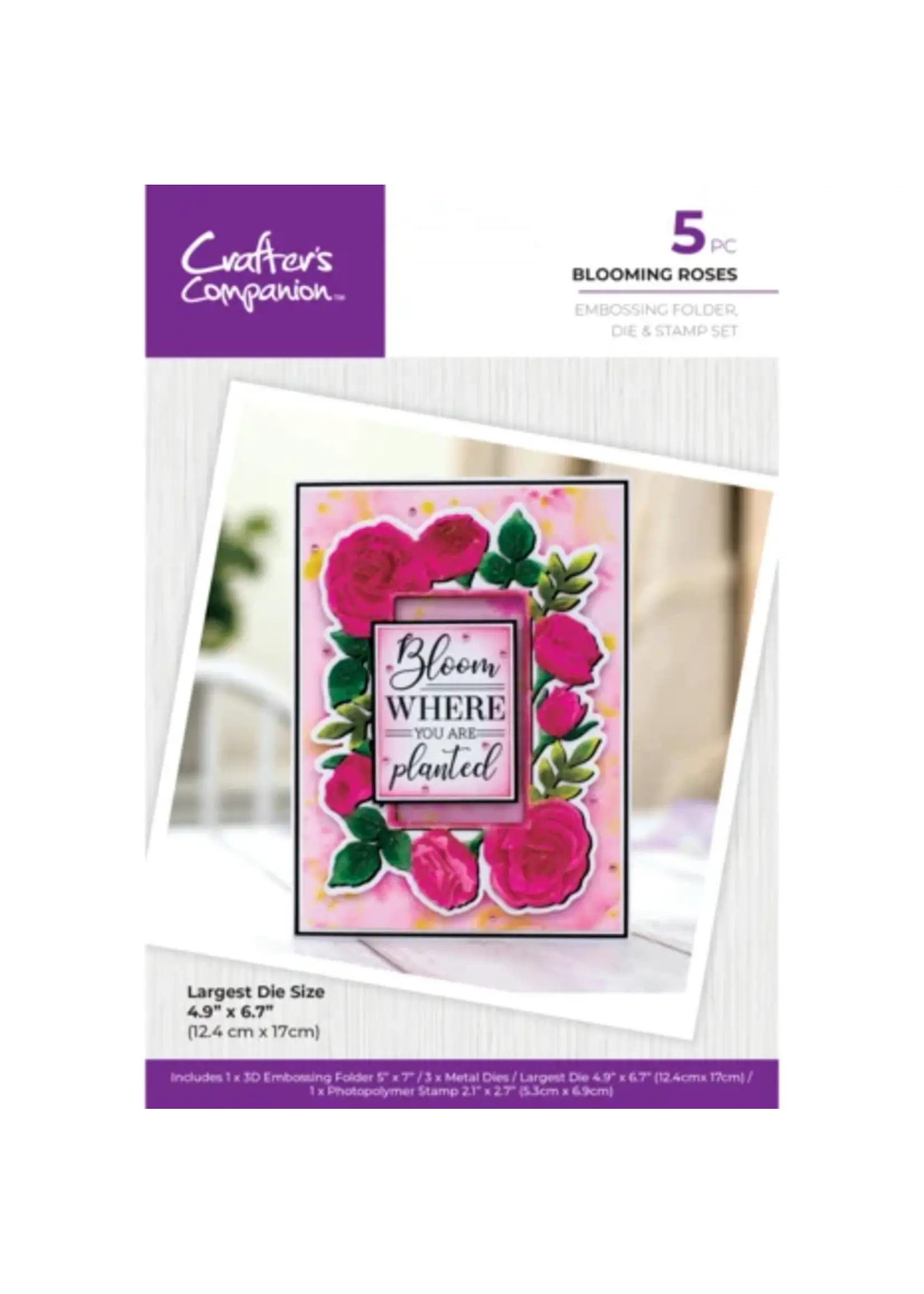 Embossed Frames 3D Embossing Folder, Die & Stamp Blooming Roses (GEM-3DEF5-MD-STP-BR)