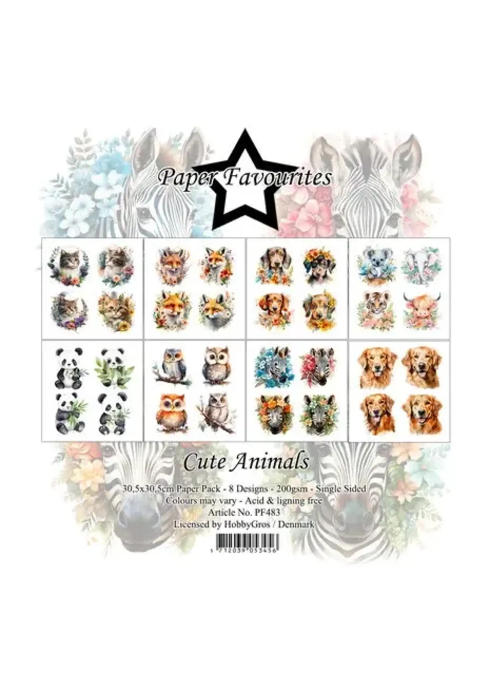 Cute Animals 12x12 Inch Paper Pack (PF483)