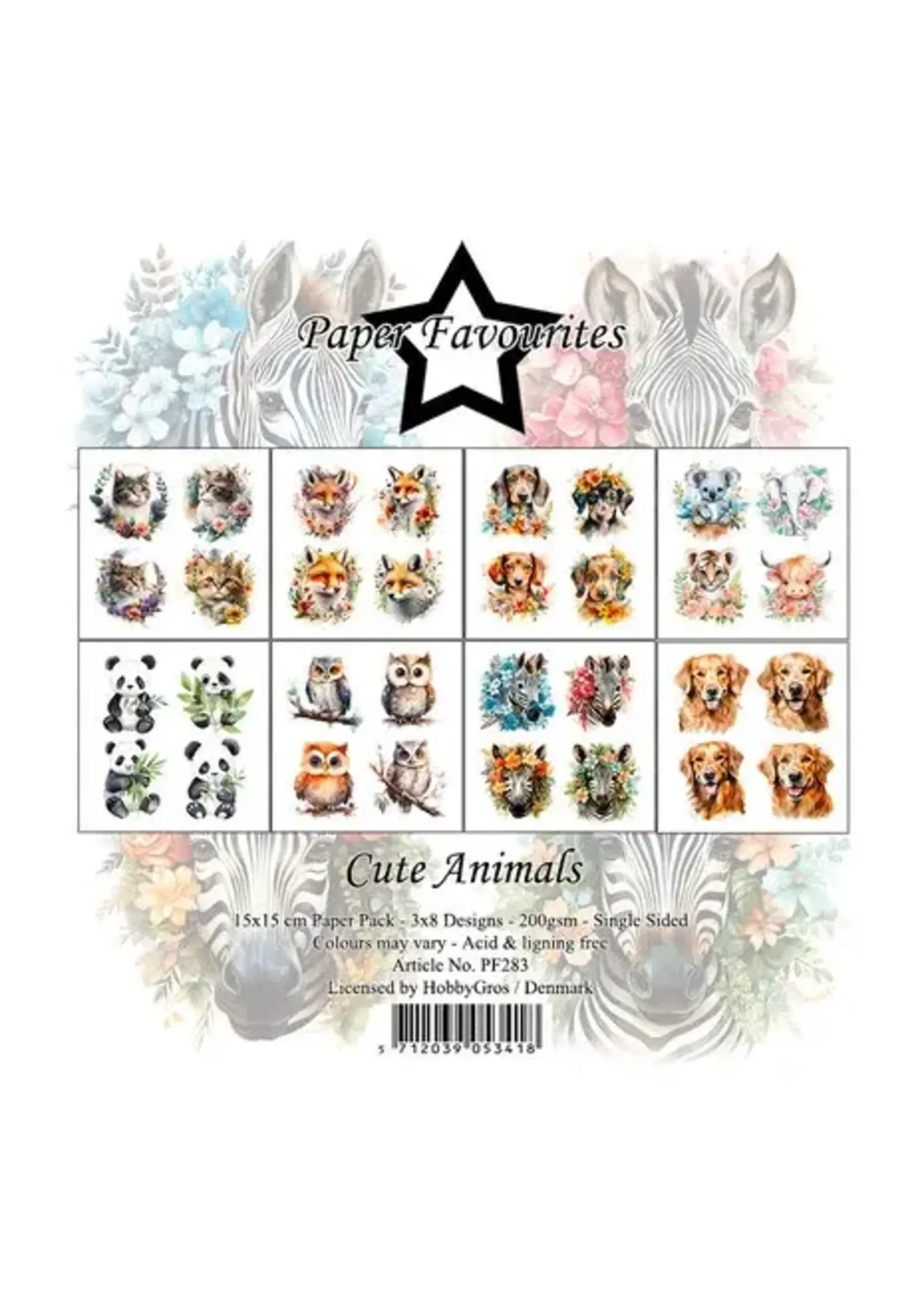 Cute Animals 6x6 Inch Paper Pack (PF283)
