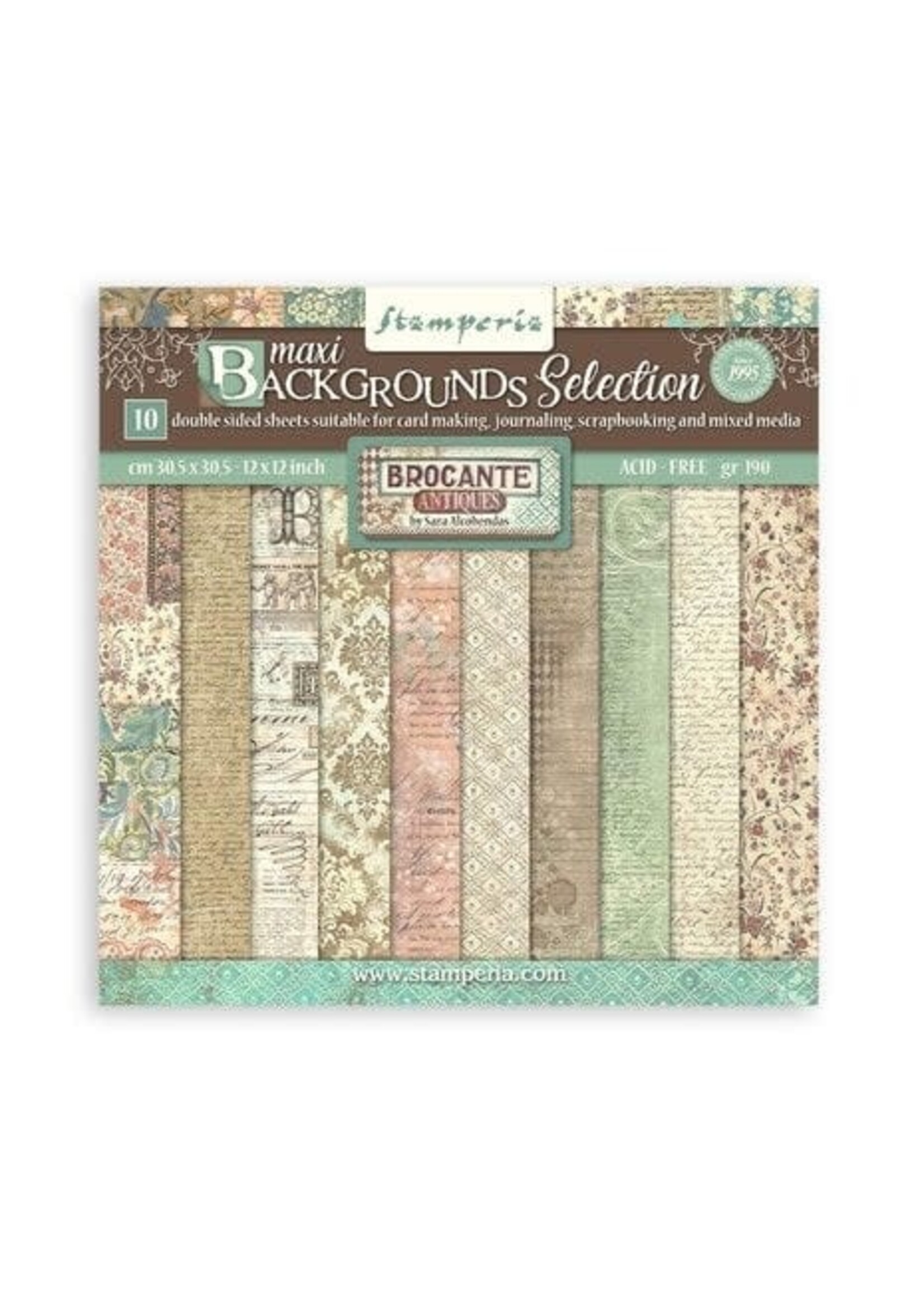 Brocante Antiques Maxi Background 12x12 Inch Paper Pack (SBBL151)