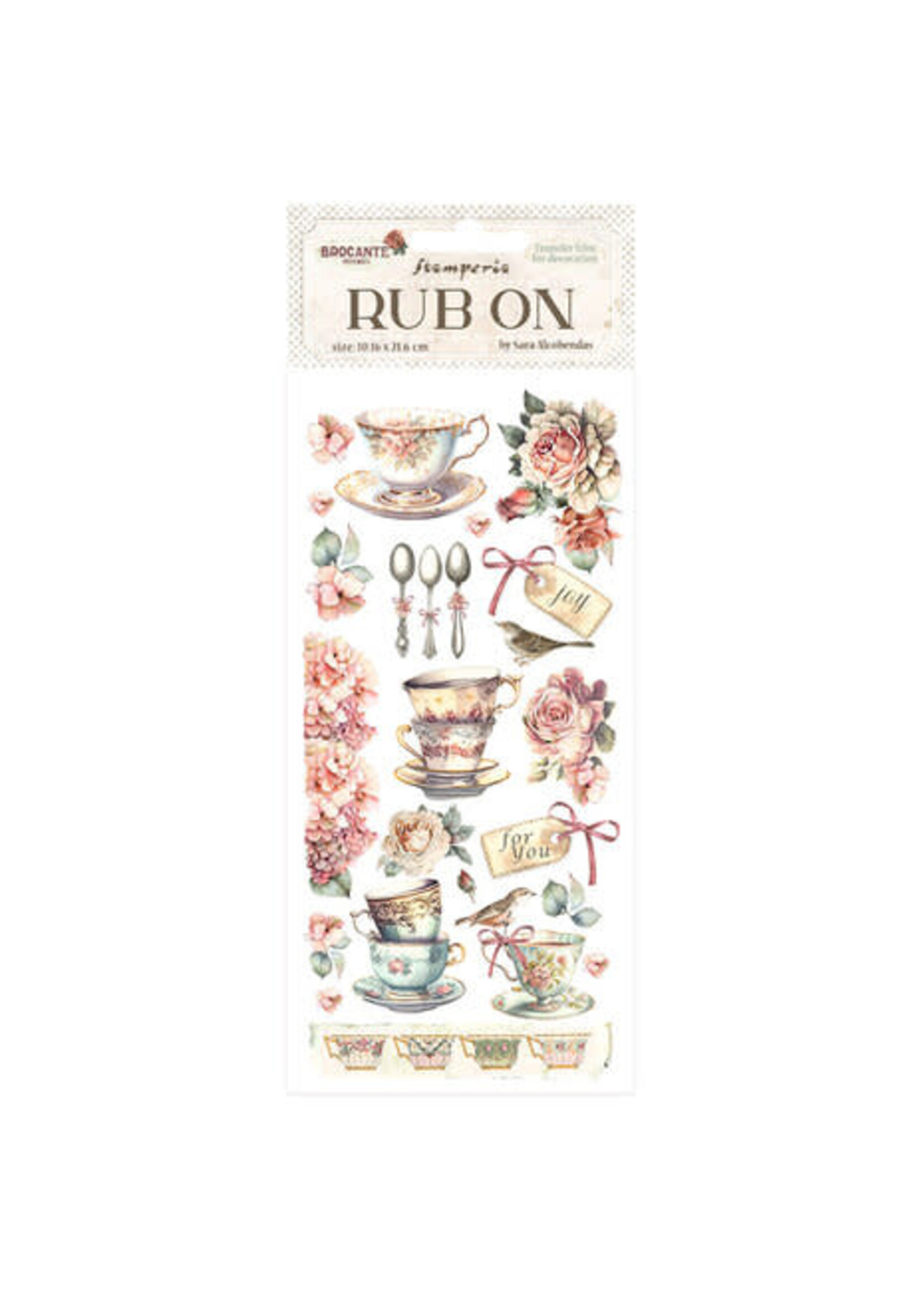 Brocante Antiques Rub-On 4x8,5 Inch Ceramic Cups (DFLRB79)