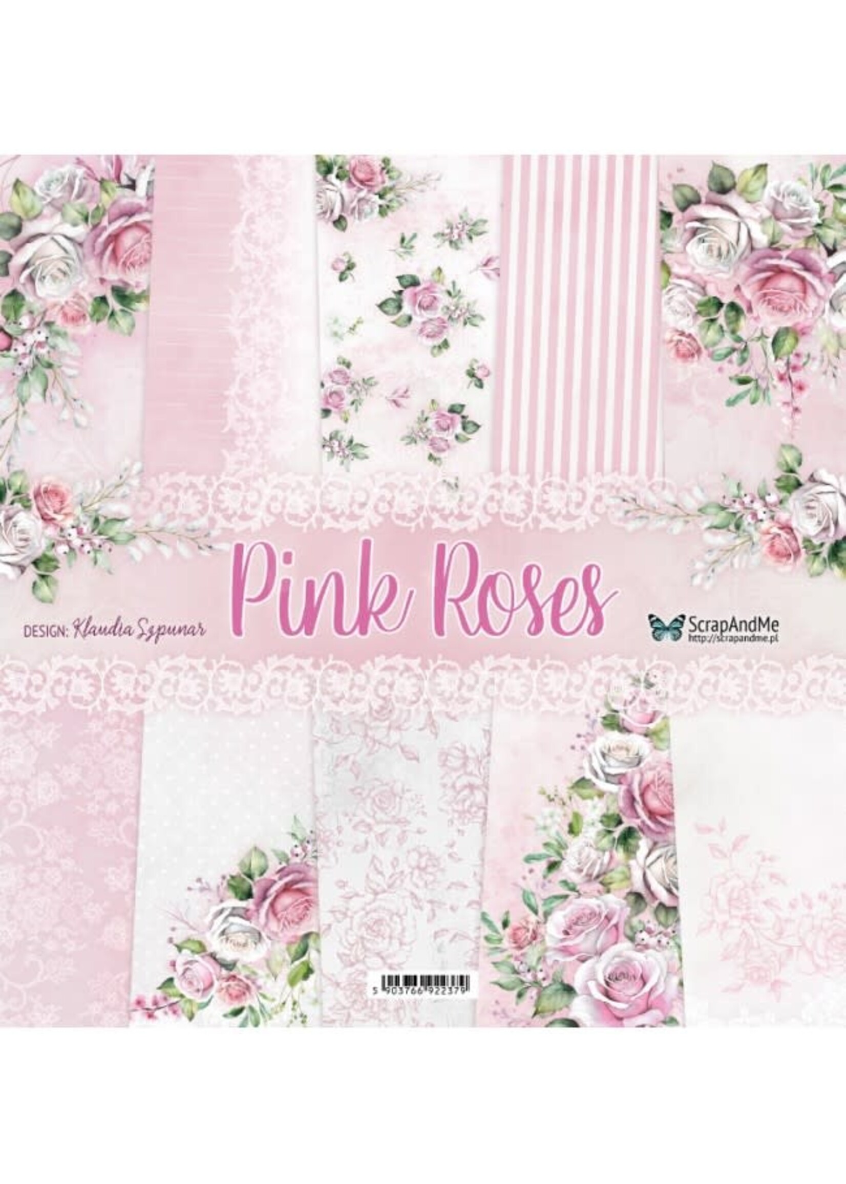 Zestaw Papierów Pink Roses, 30x30 Cm