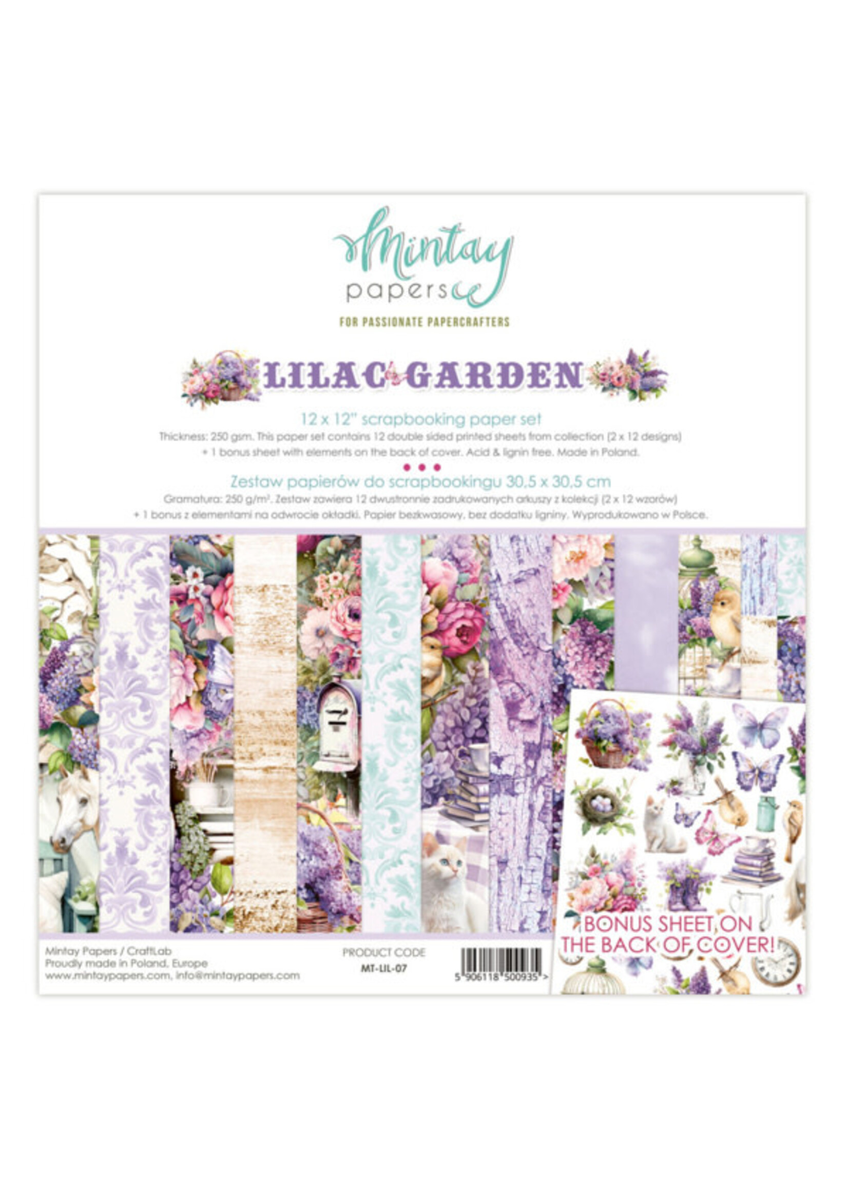 12 X 12 PAPIERSET - LILA TUIN