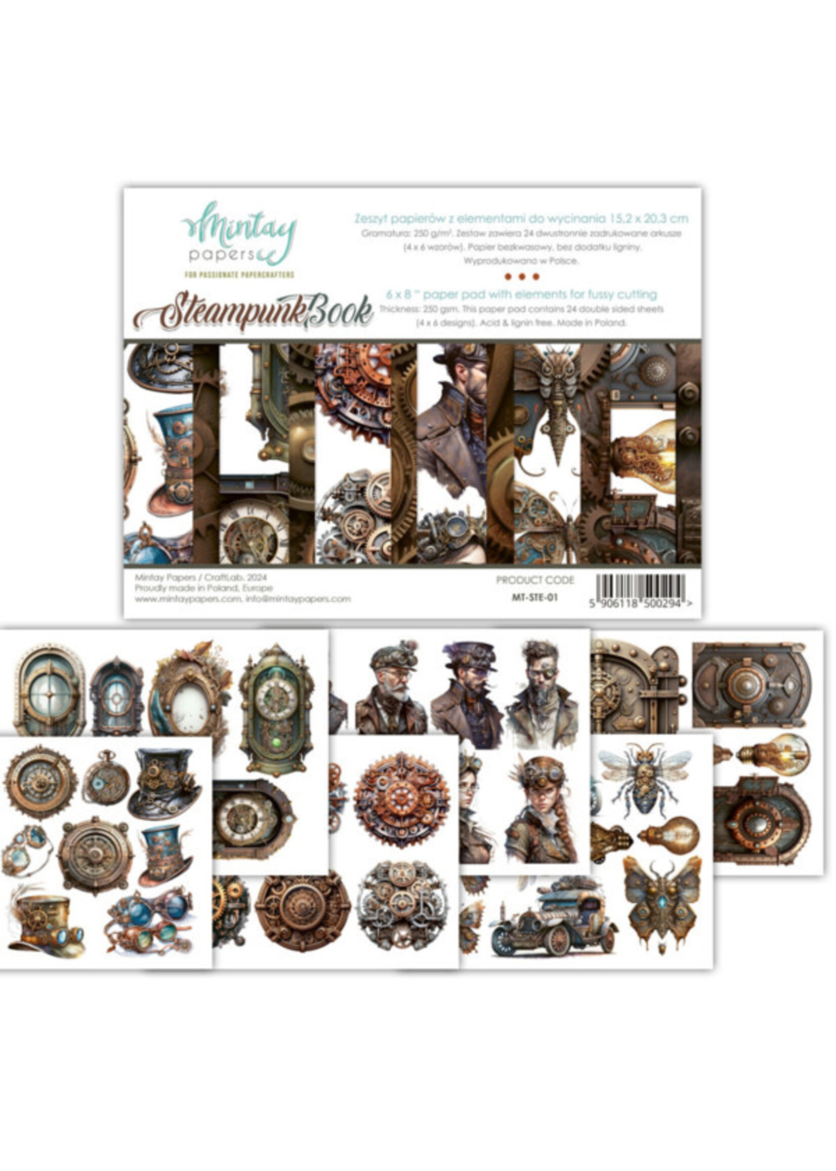 6 X 8 BOEK - ELEMENTEN VOOR NAUWKEURIG SNIJDEN - STEAMPUNK