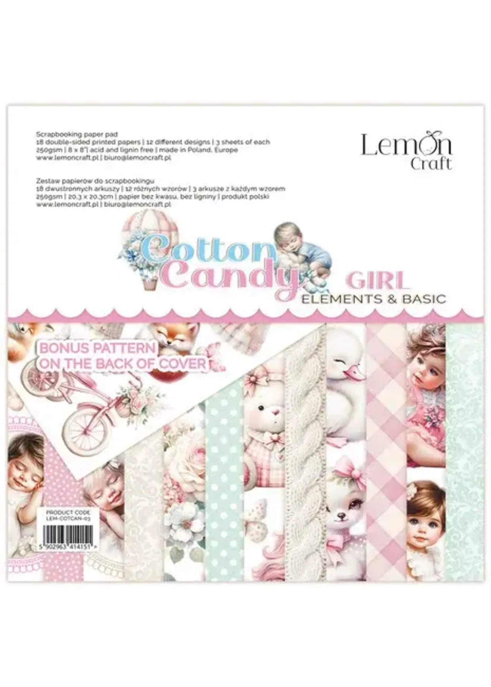 Cotton Candy Girl Elements & Basic Small 8x8 Inch Paper Pad (LEM-COTCAN-03)