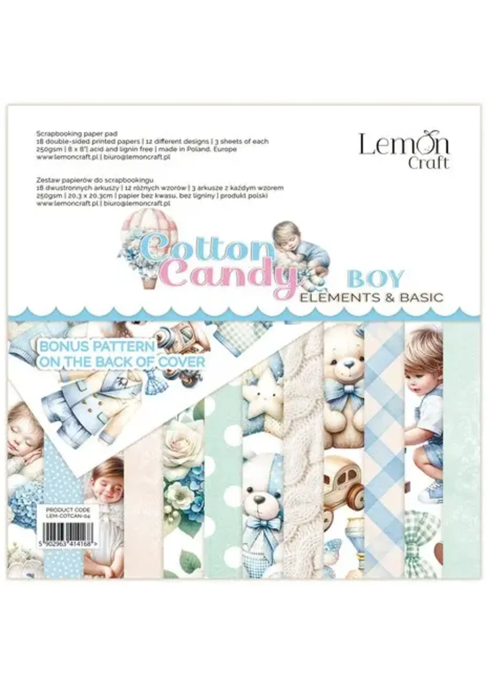 Cotton Candy Boy Elements & Basics 8x8 Inch Paper Pad (LEM-COTCAN-04)