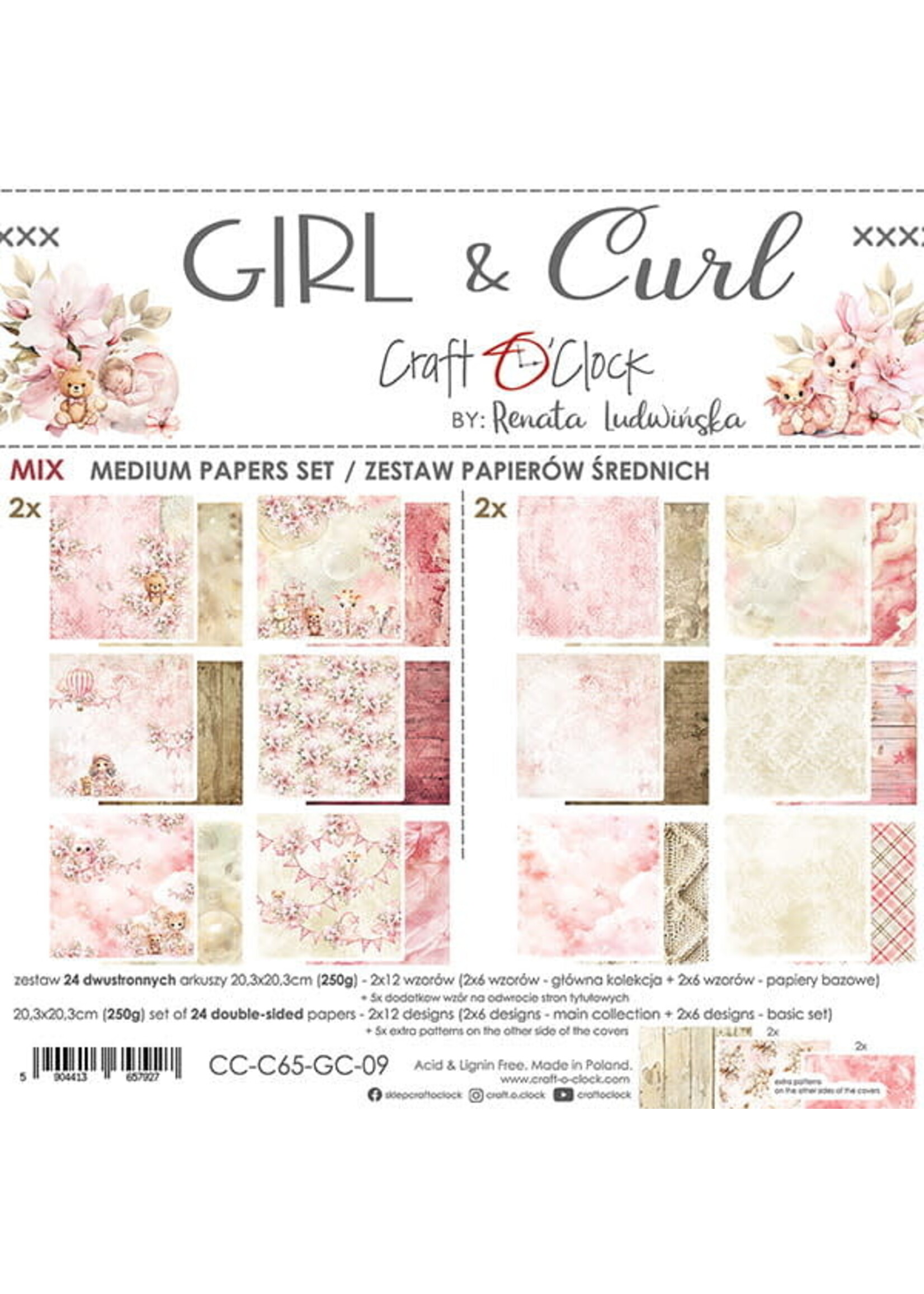 GIRL & CURL - SET VLOEITJES 20,3X20,3CM - MIX