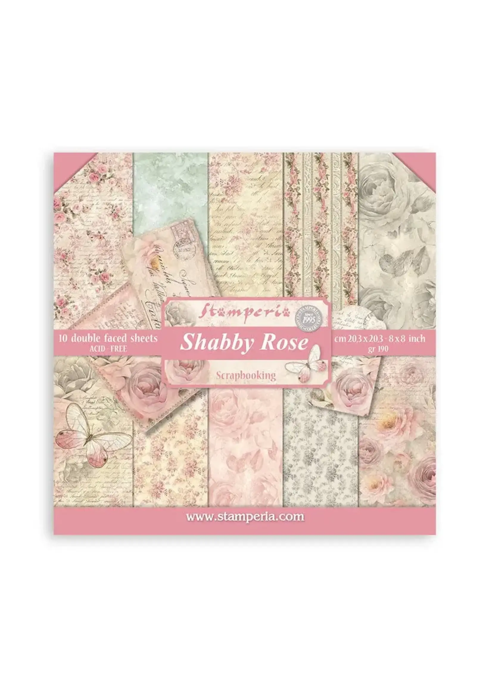 SCRAPBOOKING SMALL PAD 10 SHEETS CM 20,3X20,3 (8"X8") - SHABBY ROSE