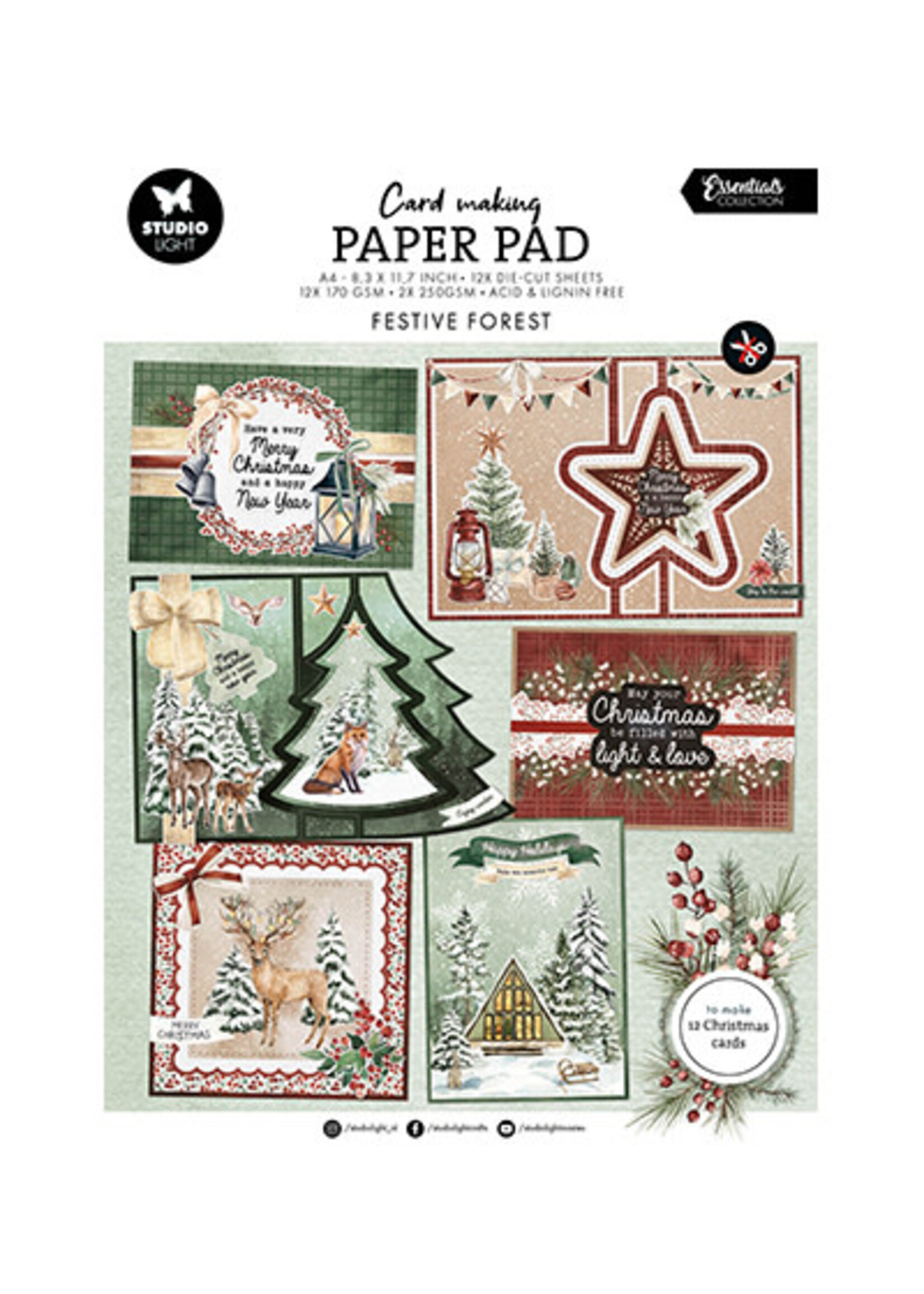 SL-ES-CMP13 - Card making pad Festive Forest Essentials nr.13