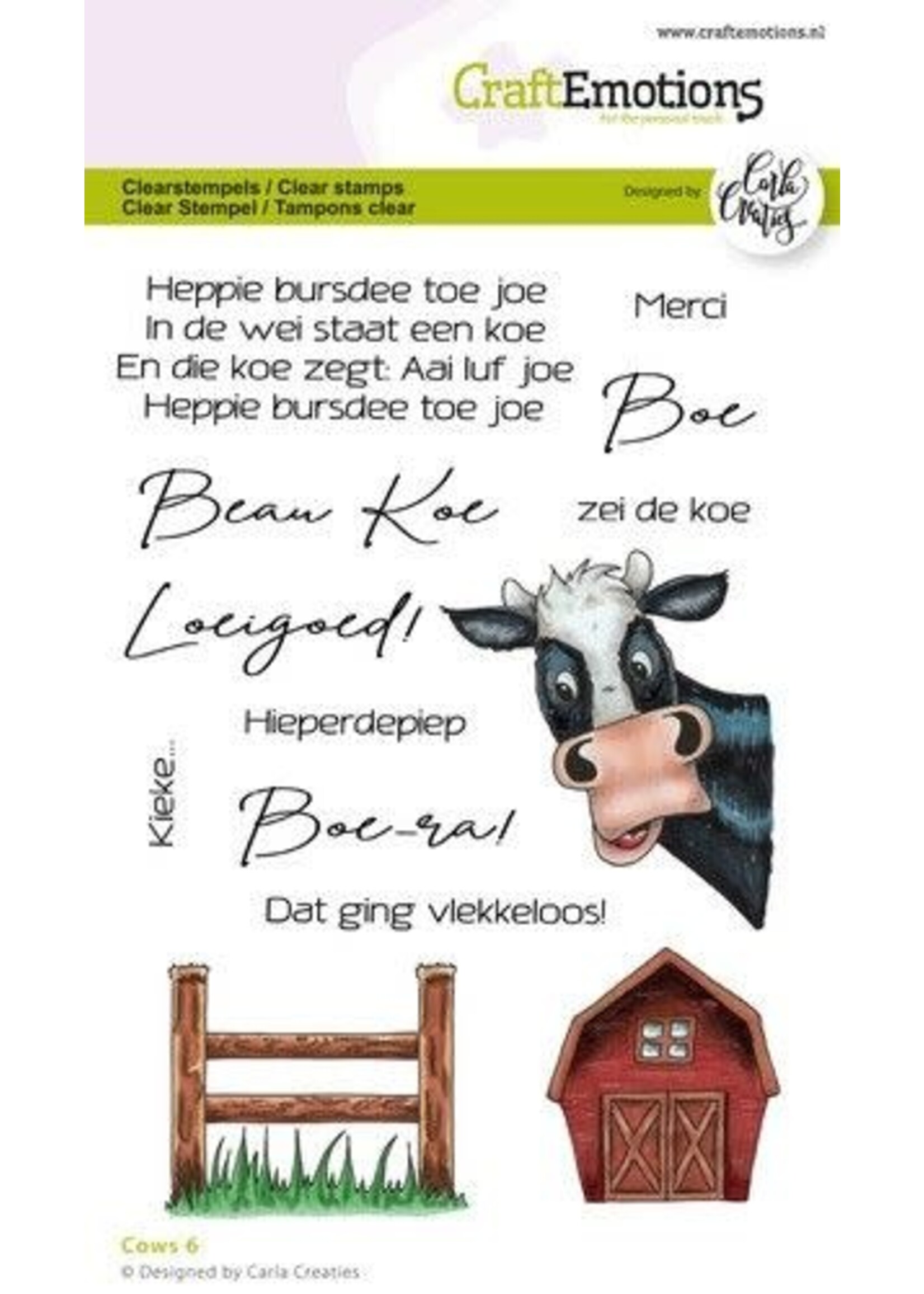 CraftEmotions clearstamps A6 - Cows 6 Tekst( NL) Carla Creaties (04-24) Artikelnummer 130501/1588