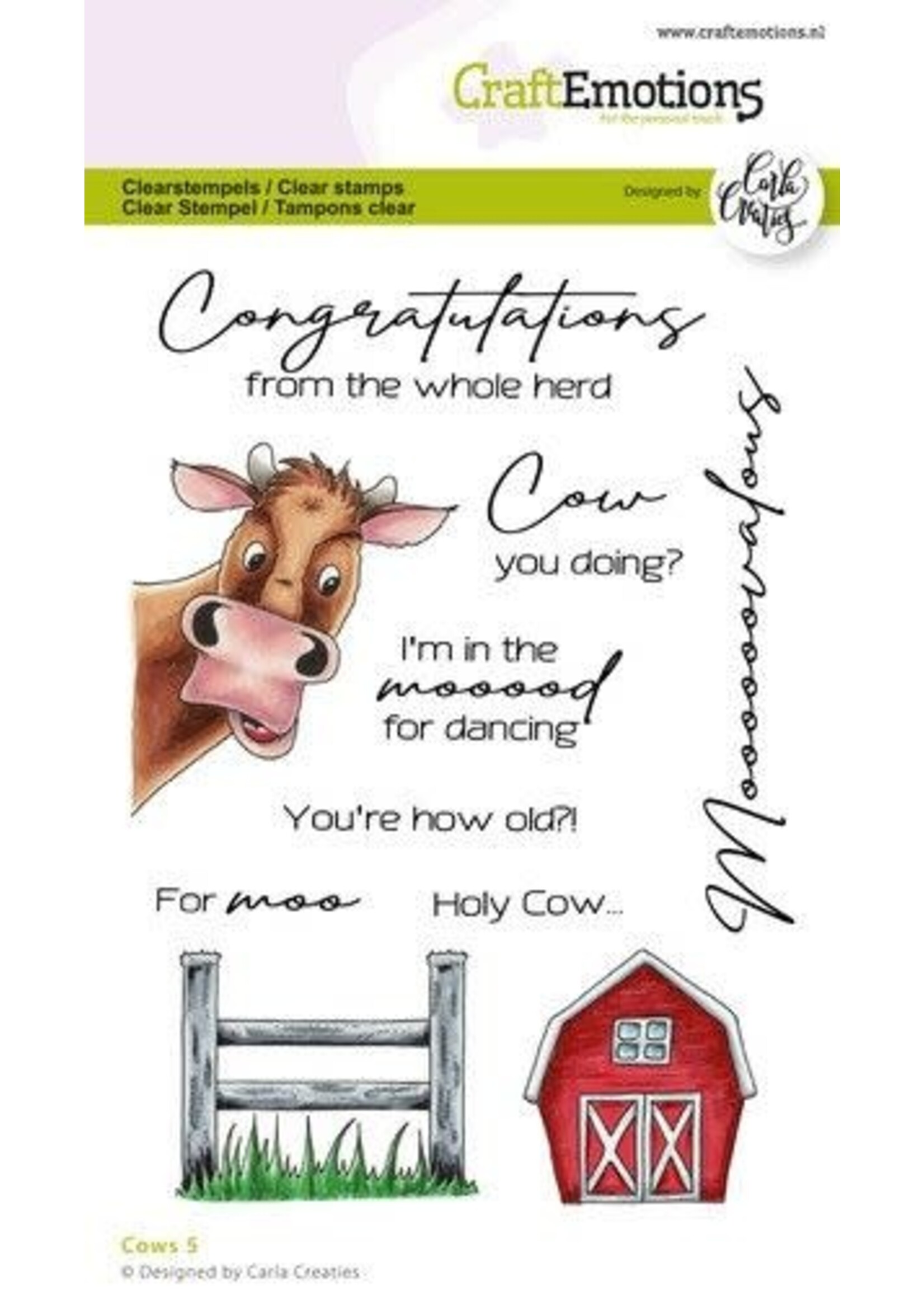 CraftEmotions clearstamps A6 - Cows 5 Tekst (EN) Carla Creaties (04-24) Artikelnummer 130501/1587