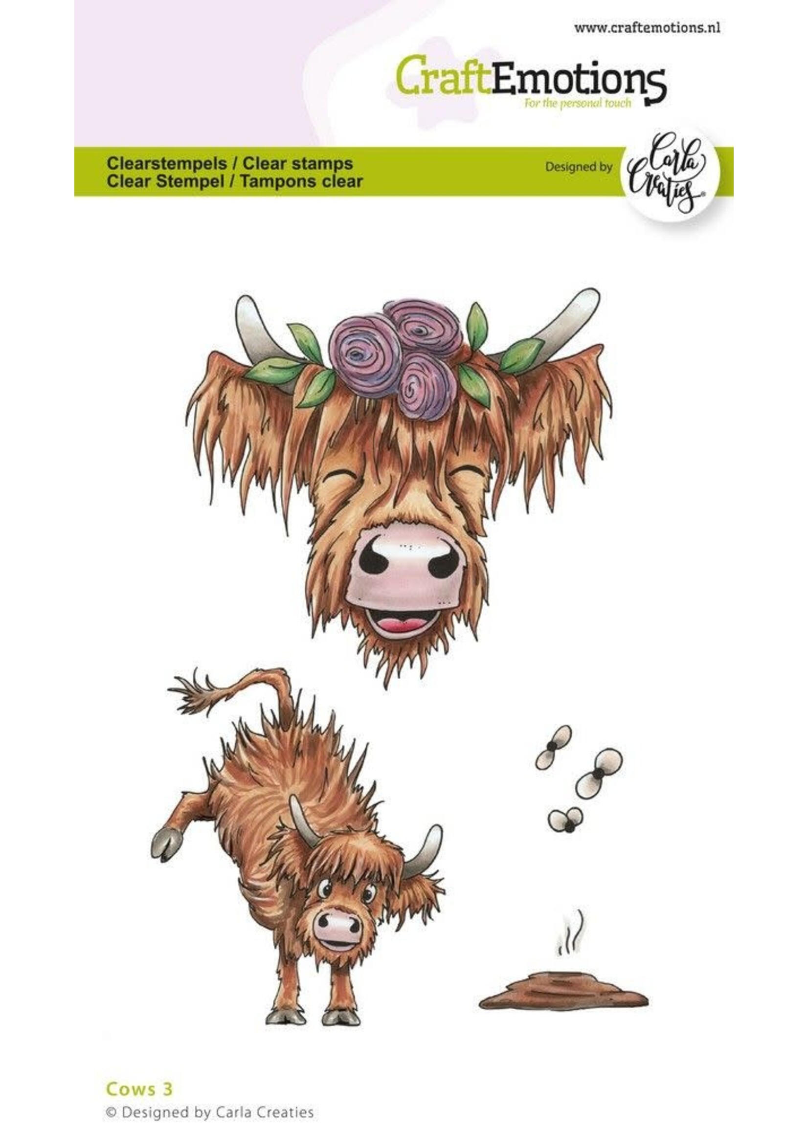CraftEmotions clearstamps A6 - Cows 3 Carla Creaties (04-24) Artikelnummer 130501/1585