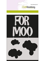 CraftEmotions Mask stencil - Tekst FOR MOO (EN) Carla Creaties (04-24) Artikelnummer 185070/0208