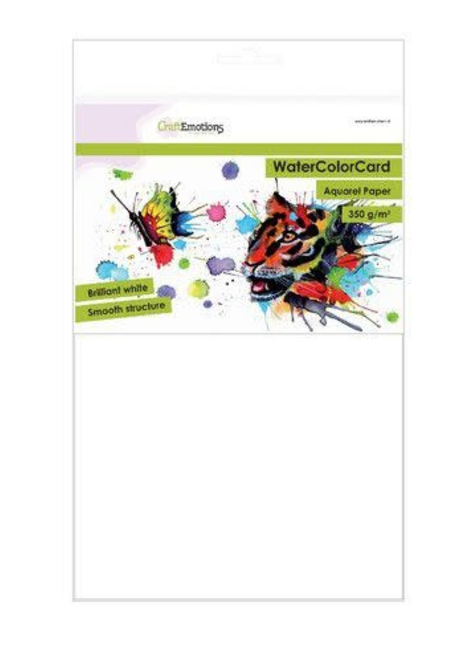 CraftEmotions WaterColorCard - briljant wit 10 vl A4 - 350 gr Artikelnummer 001286/3331