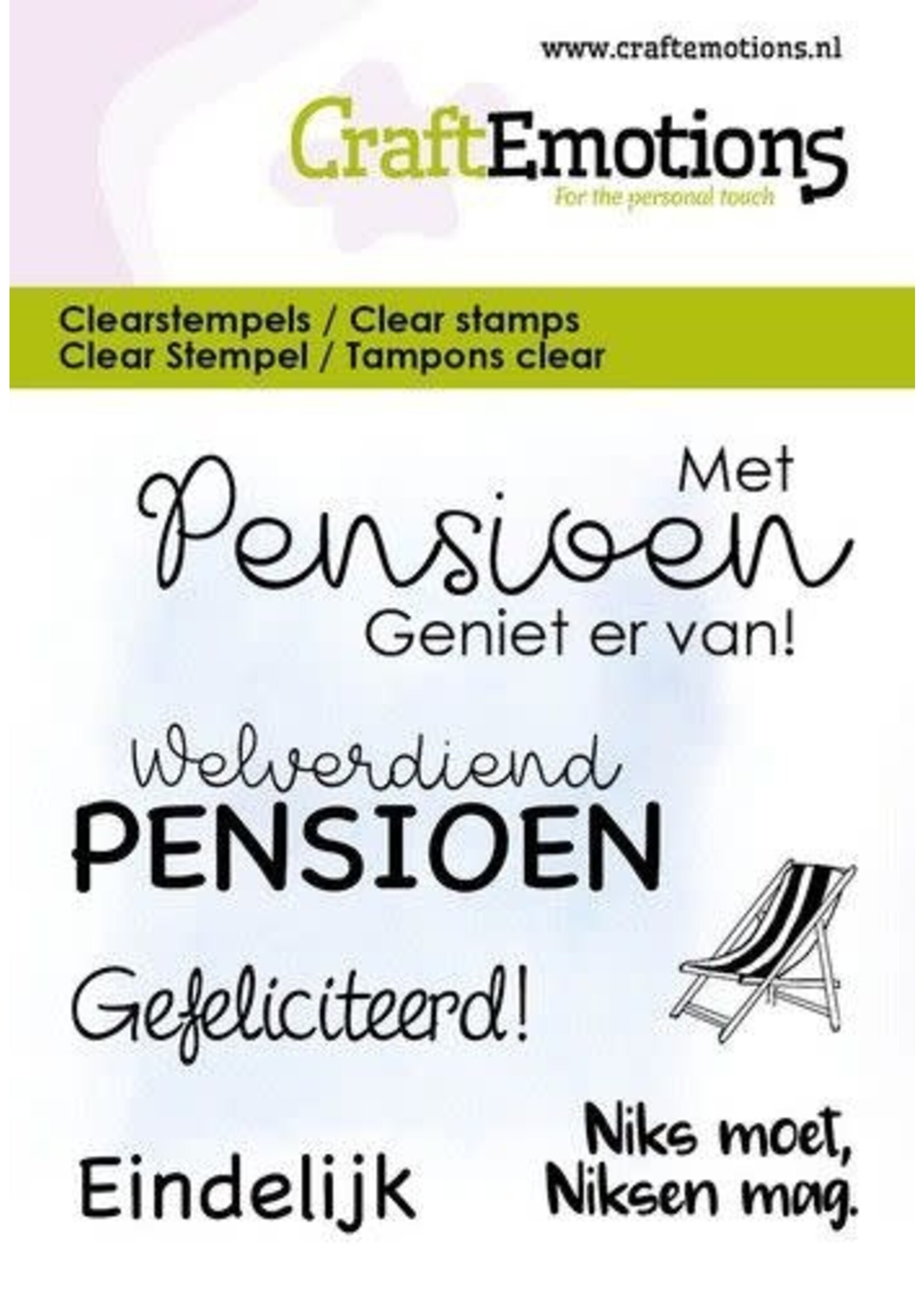 CraftEmotions clearstamps 6x7cm - Met Pensioen Tekst NL (12-23) Artikelnummer 130501/5066