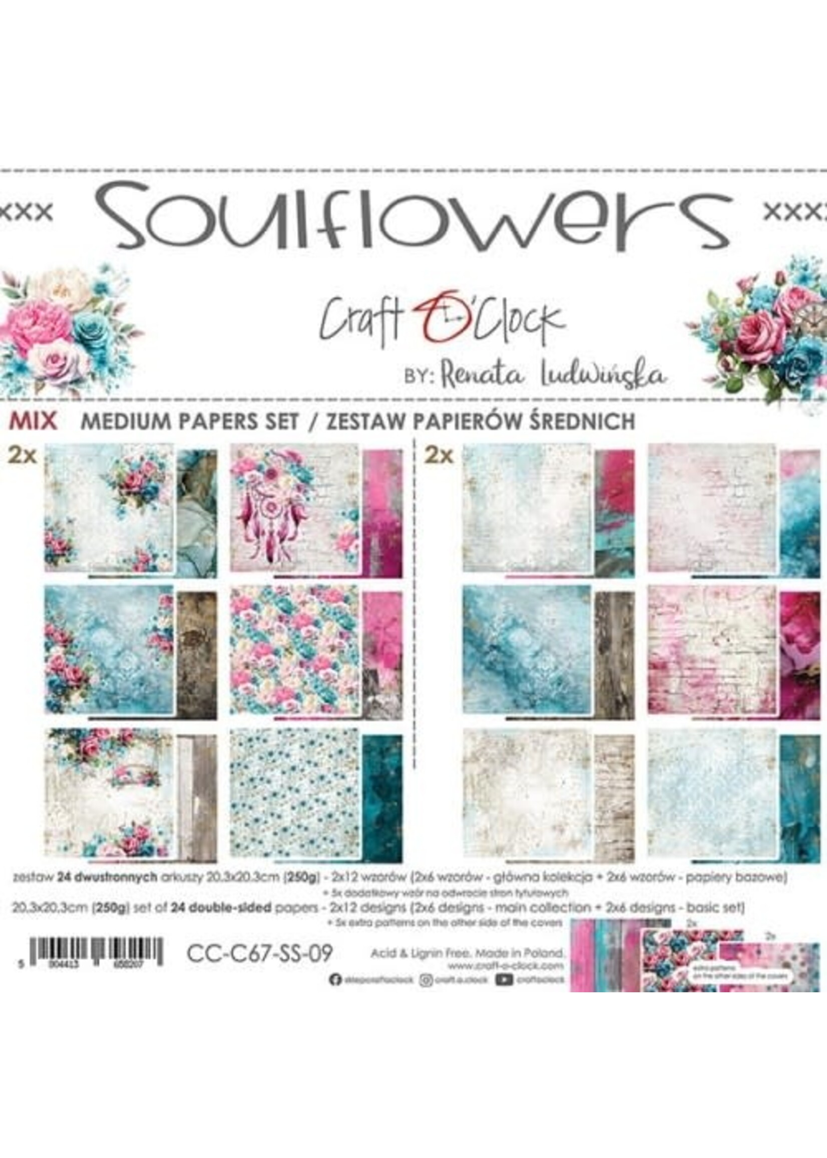 SOULFLOWERS - SET VLOEITJES 20,3X20,3CM - MIX