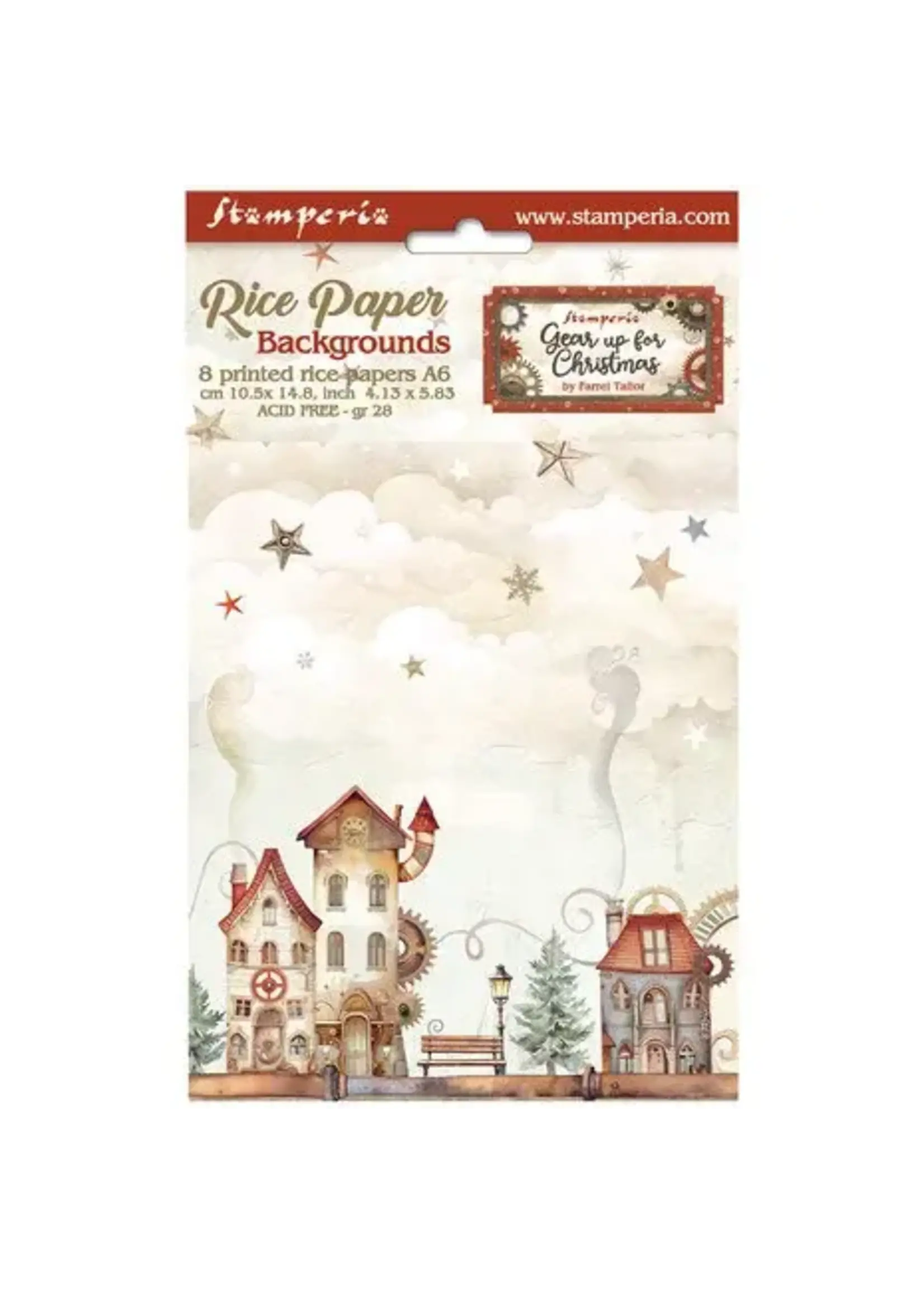 Gear up for Christmas A6 Rice Paper Backgrounds (8pcs) (DFSAK6026)