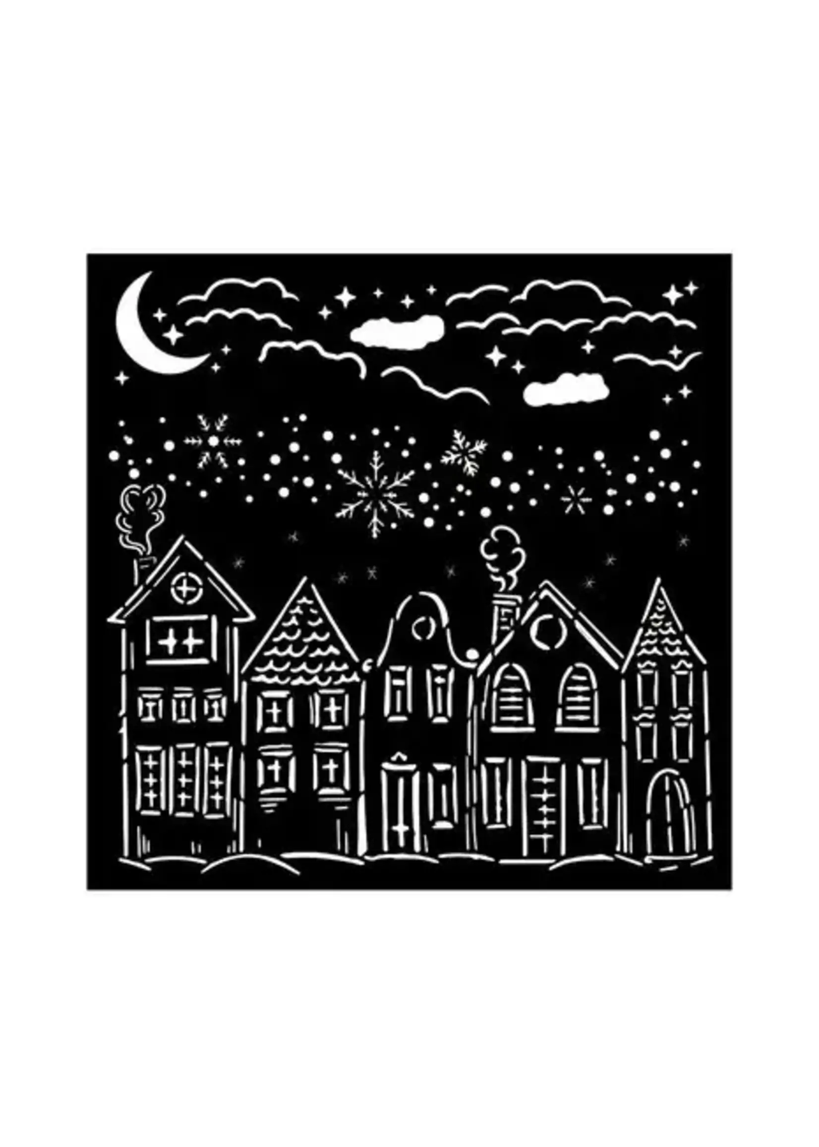 Classic Christmas Thick Stencil 18x18cm Houses (KSTDQ110)